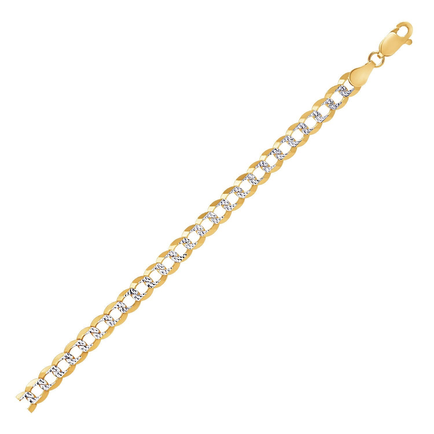 5.7mm 14k Two Tone Gold Pave Curb Chain on sale at MyriadMart