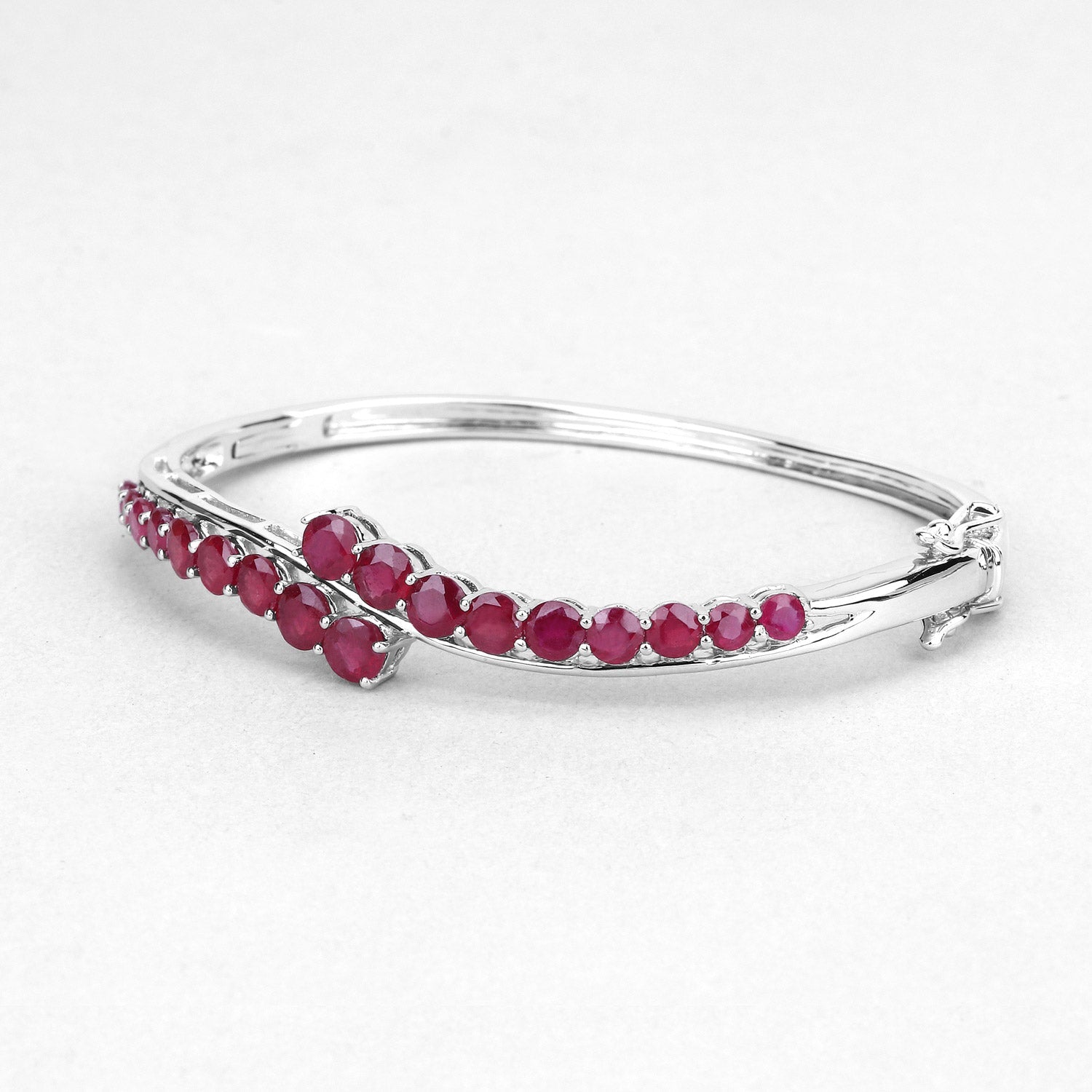 9.10 Carat Glass Filled Ruby .925 Sterling Silver Bangle on sale at MyriadMart