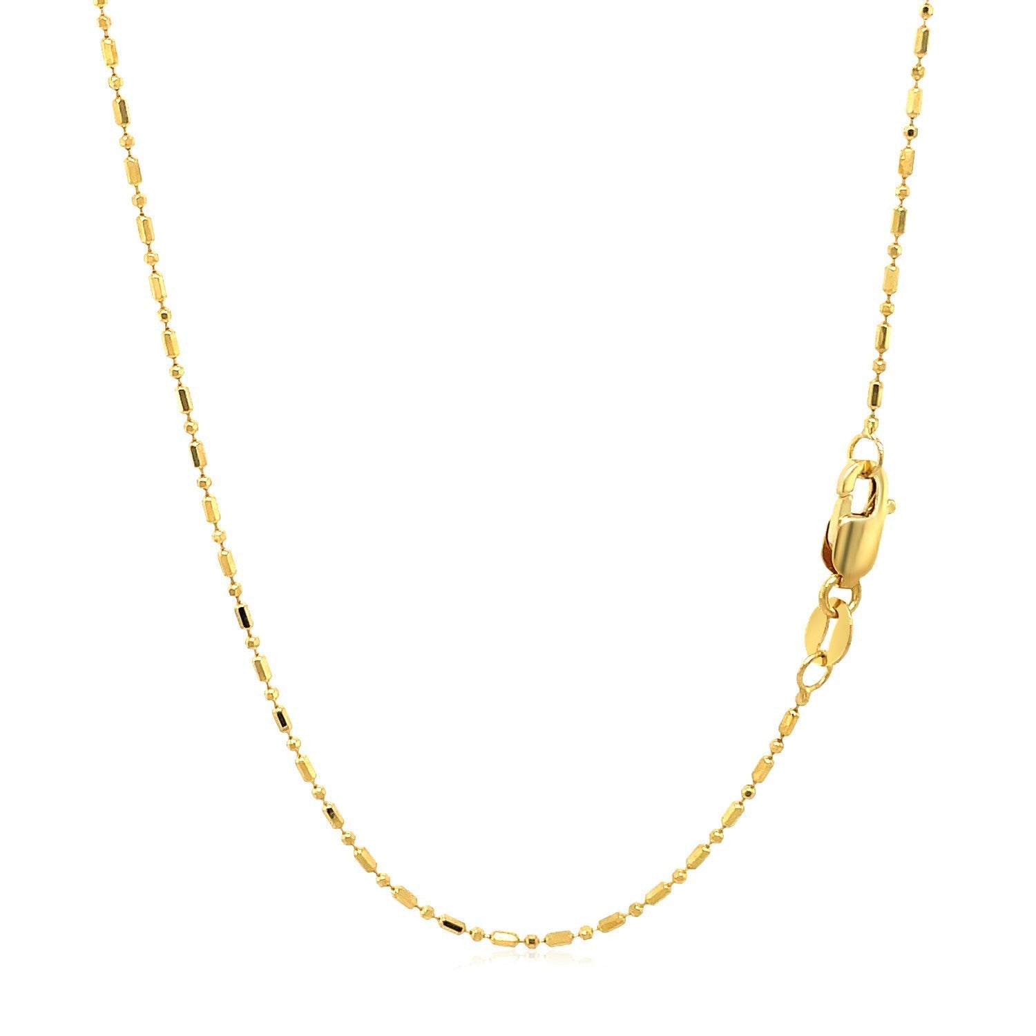 14k Yellow Gold Diamond-Cut Bead Chain 1.0mm on sale at MyriadMart