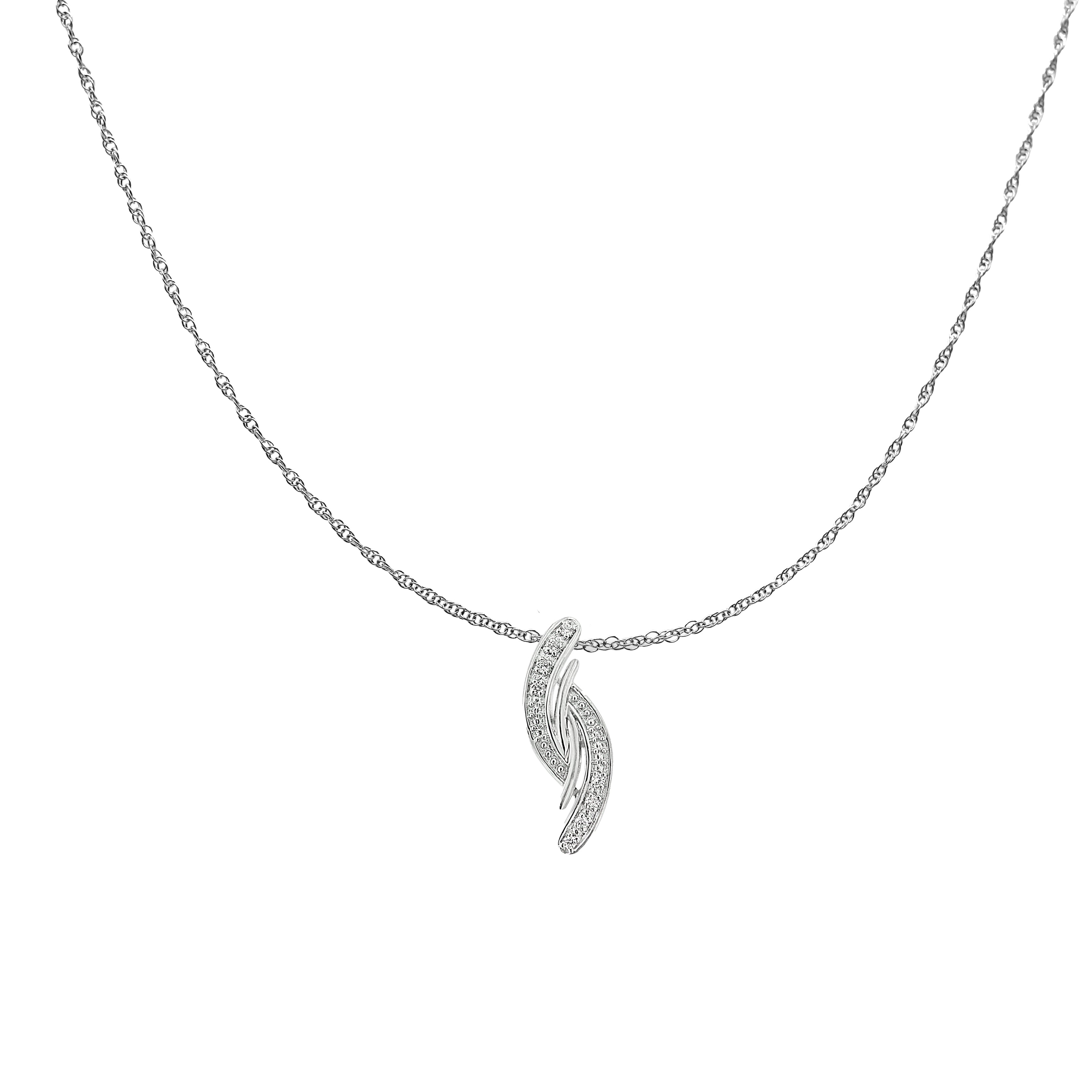 .925 Sterling Silver Diamond Accent Bypass Curve 18" Pendant Necklace I-J Color, I3 Clarity on sale at MyriadMart