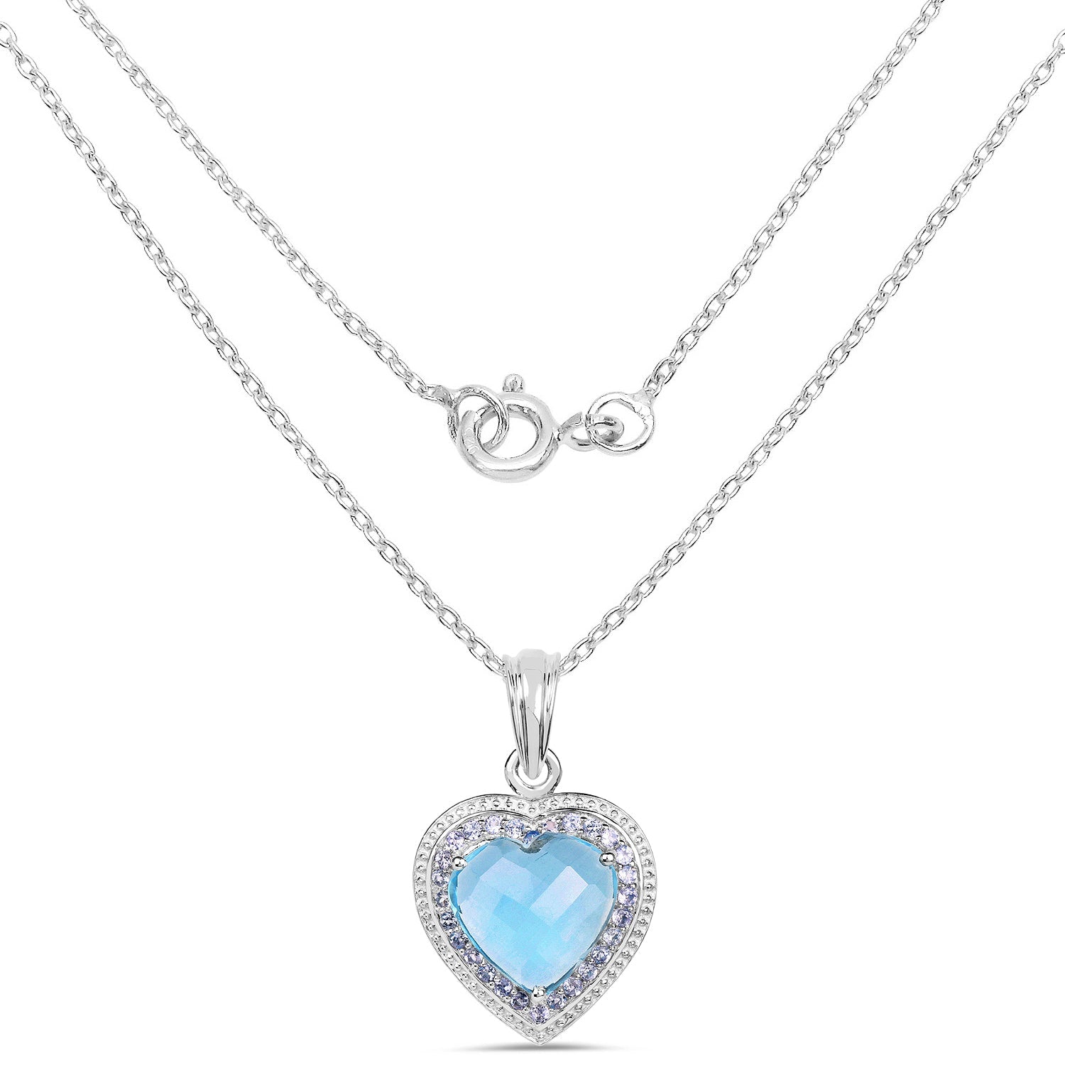 7.36 Carat Genuine Blue Topaz and Tanzanite .925 Sterling Silver Pendant on sale at MyriadMart