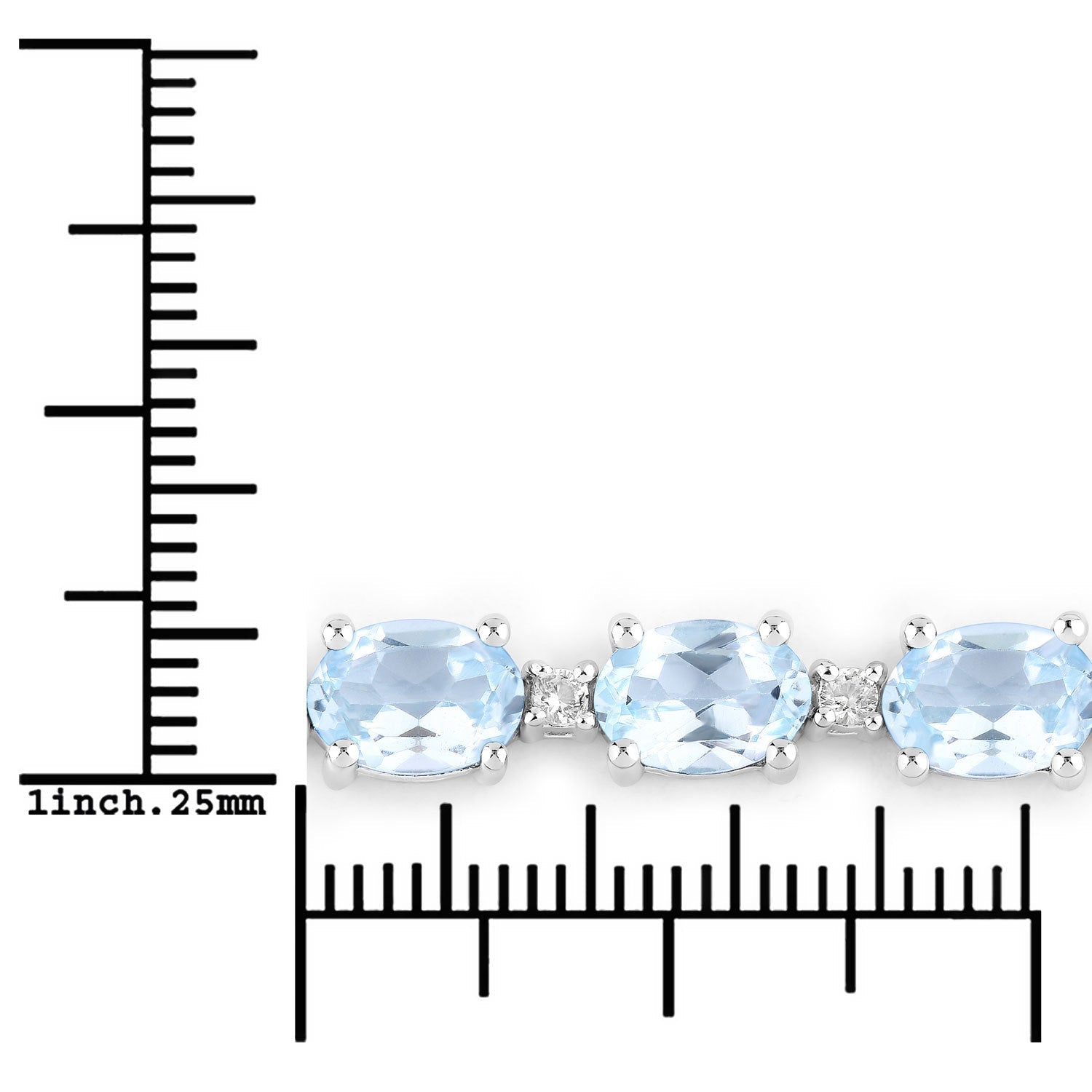 12.83 Carat Genuine Blue Topaz and White Topaz .925 Sterling Silver Bracelet on sale at MyriadMart
