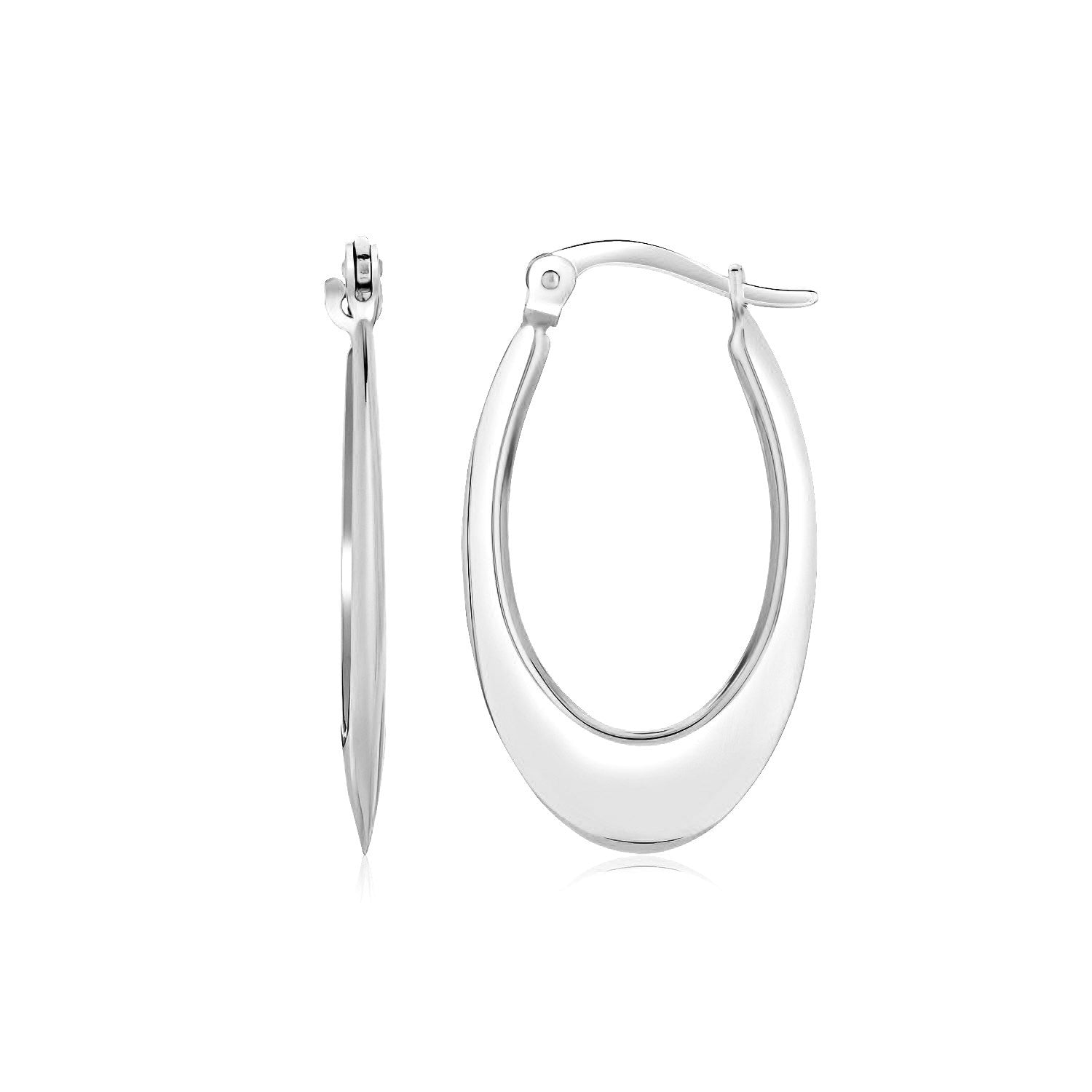 14k White Gold Polished Graduated Oval Hoop Earrings on sale at MyriadMart