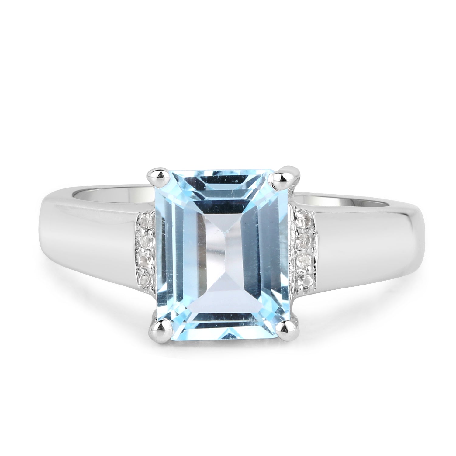 2.64 Carat Genuine Blue Topaz and White Topaz .925 Sterling Silver Ring on sale at MyriadMart