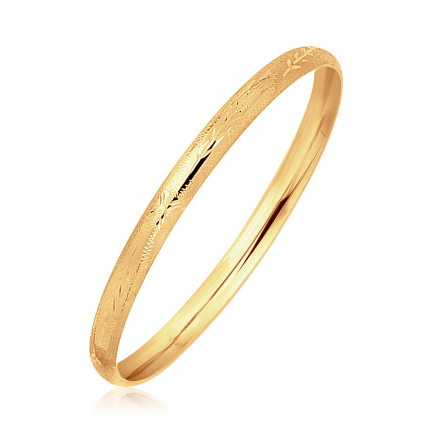 14k Yellow Gold Dome Style Children's Bangle with Diamond Cuts on sale at MyriadMart