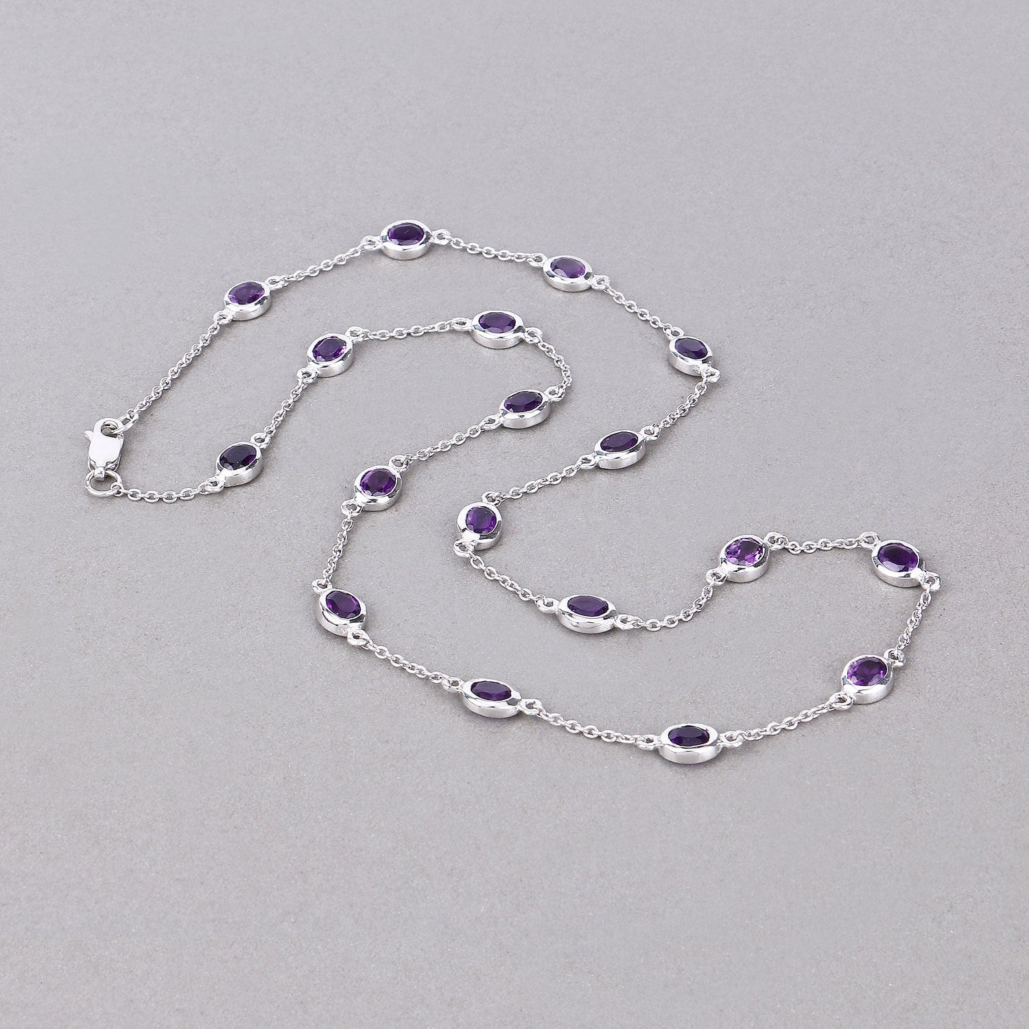 6.12 Carat Genuine Amethyst .925 Sterling Silver Necklace on sale at MyriadMart