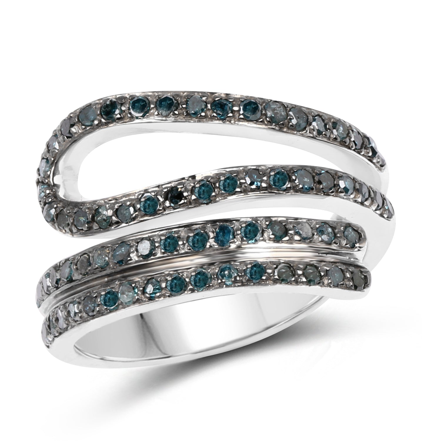 0.83 Carat Genuine Blue Diamond .925 Sterling Silver Ring on sale at MyriadMart