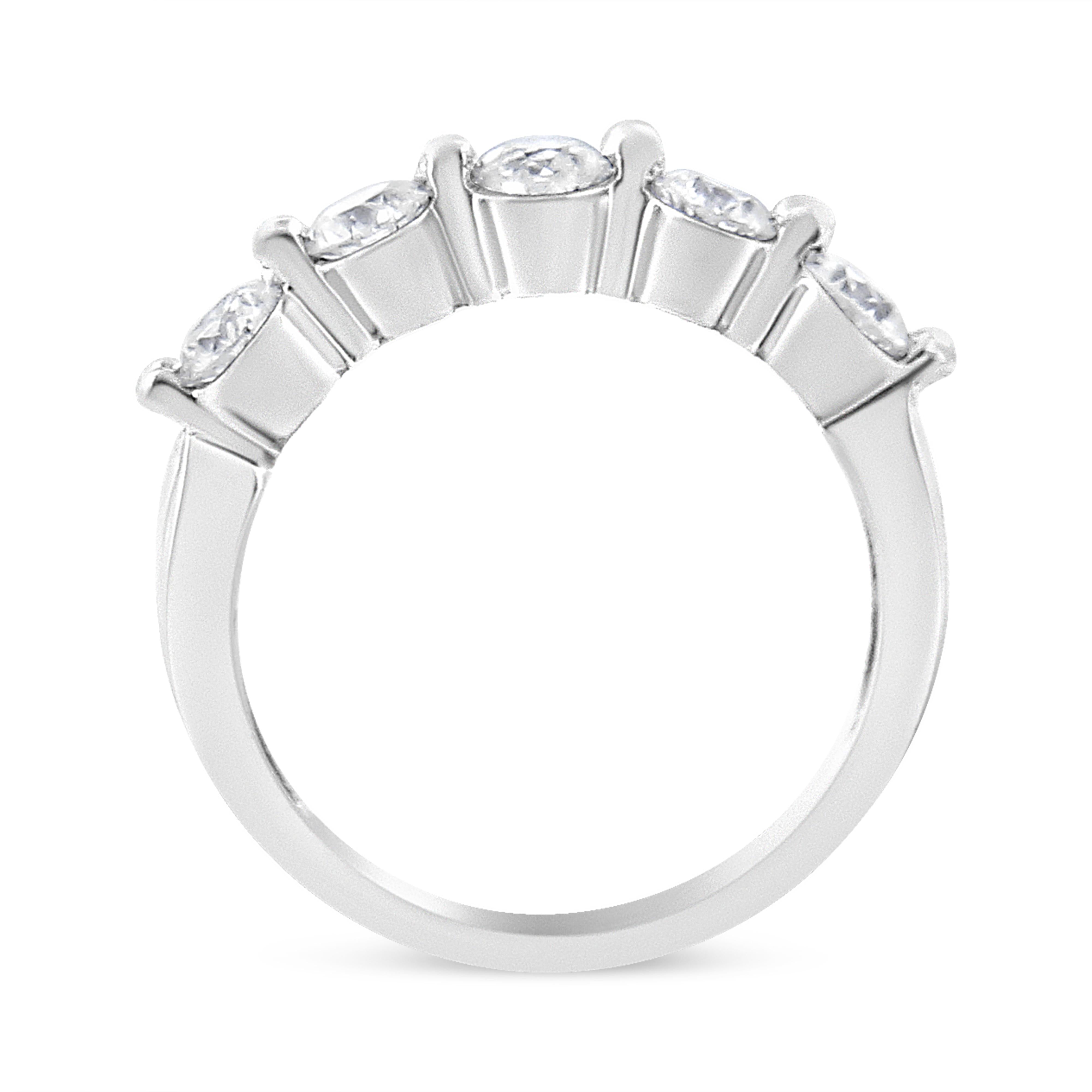 14K White Gold 1.00 Cttw Brilliant Round Cut Diamond 5-Stone Band Ring H-I Color, SI2-I1 Clarity - Ring Size 7 on sale at MyriadMart
