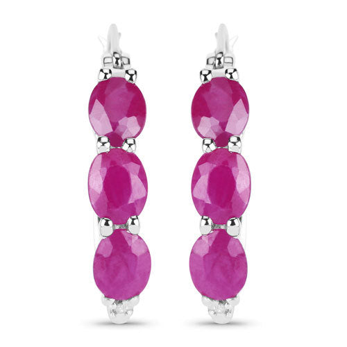 1.81 Carat Genuine Ruby and White Diamond .925 Sterling Silver Earrings on sale at MyriadMart