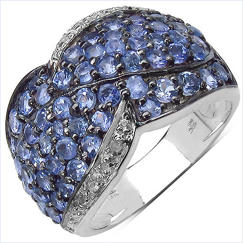 2.50 Carat Genuine Tanzanite & White Topaz .925 Sterling Silver Ring on sale at MyriadMart