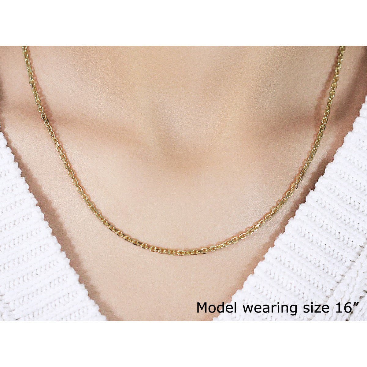 2.6mm 14k Yellow Gold Diamond Cut Cable Link Chain on sale at MyriadMart