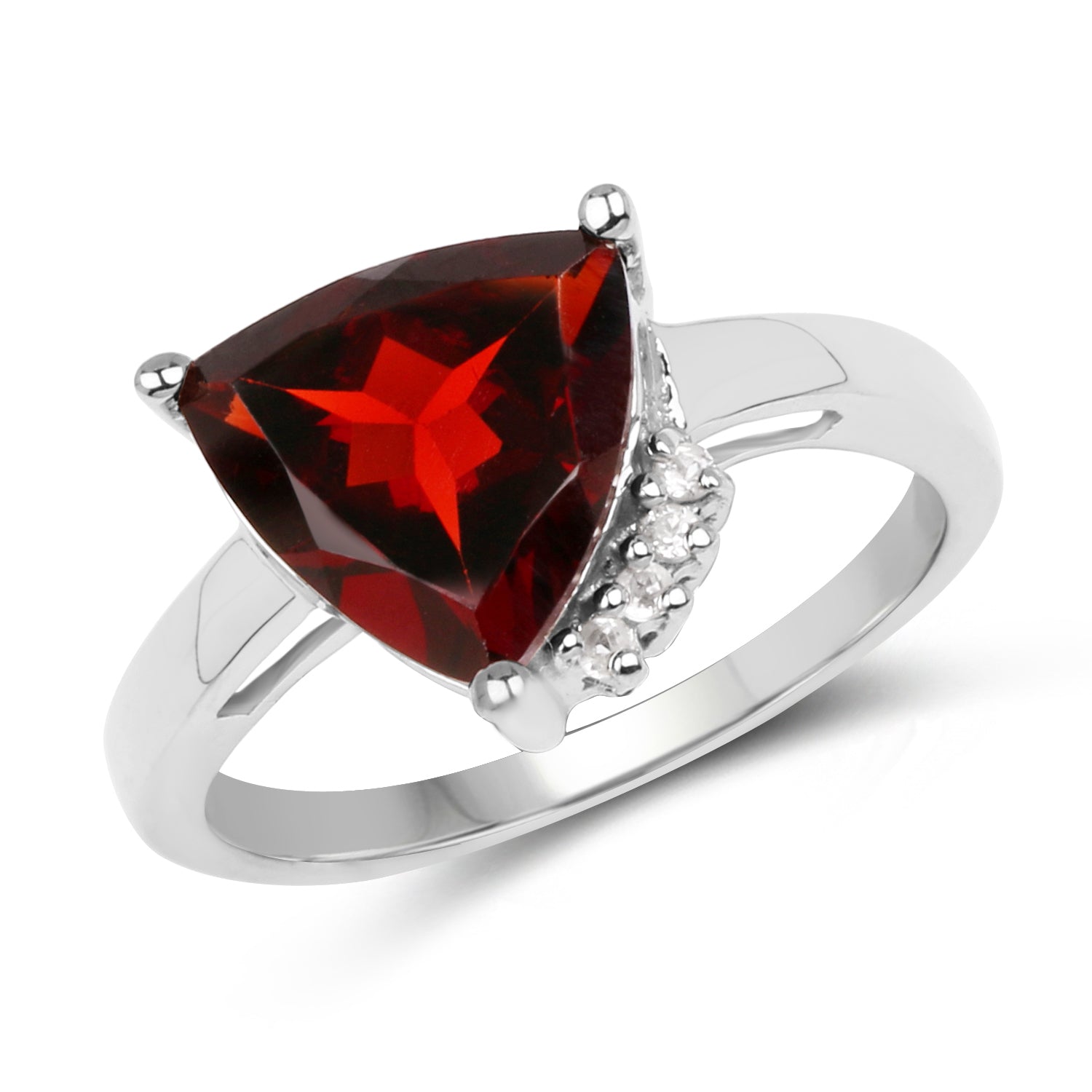3.56 Carat Genuine Garnet and White Topaz .925 Sterling Silver Ring on sale at MyriadMart
