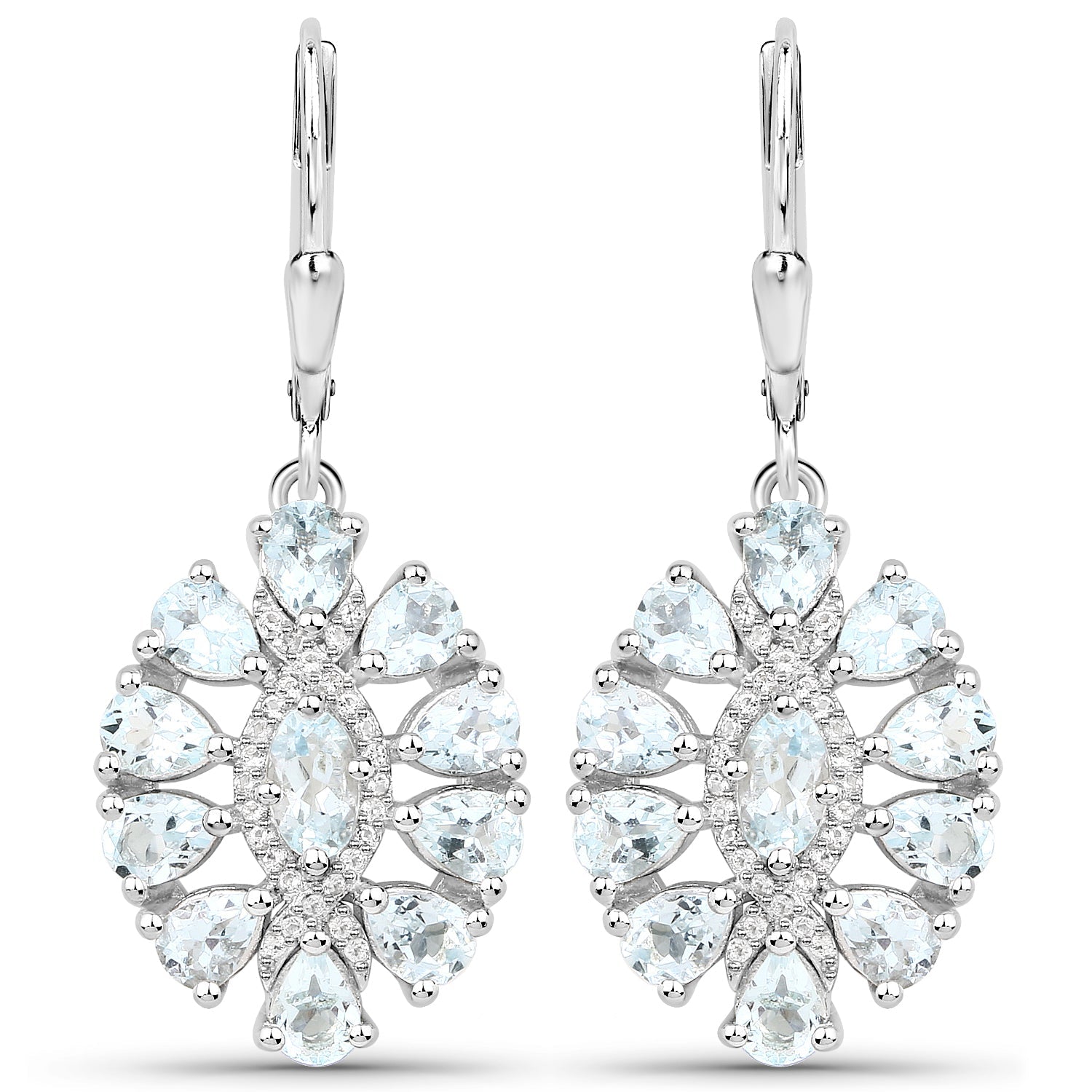 2.93 Carat Genuine Aquamarine and White Topaz .925 Sterling Silver Earrings on sale at MyriadMart