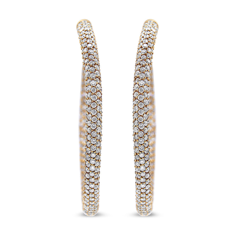 18K Rose Gold 6.90 Cttw Pave Set Diamond Inside Out Eternity Hoop Earrings F-G Color, VS1-VS2 Clarity on sale at MyriadMart