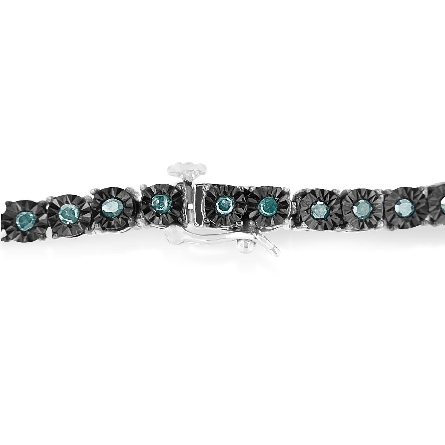 Black Rhodium Plated .925 Sterling Silver 1.0 Cttw Diamond Miracle Tennis Bracelet Enhanced Blue Color, I3 Clarity - 7" on sale at MyriadMart