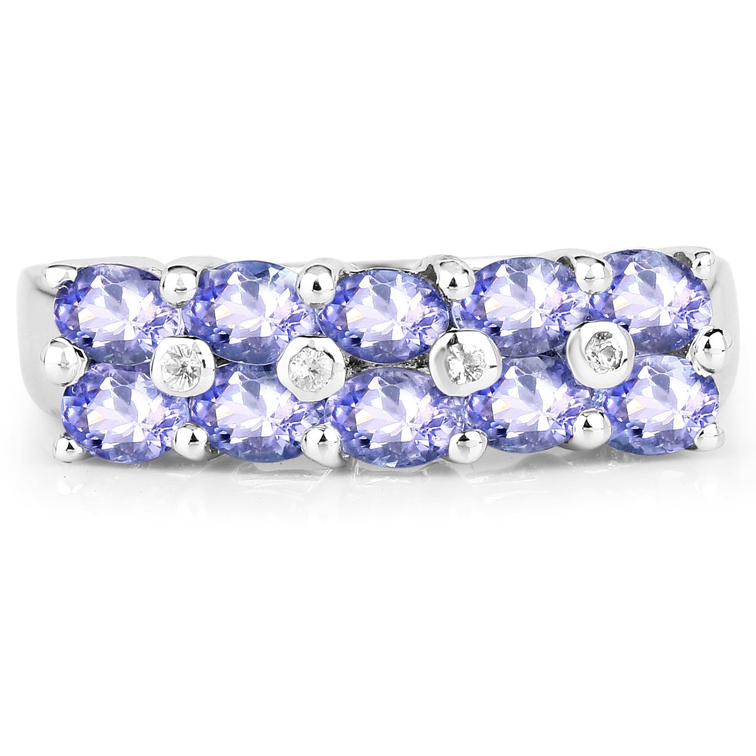 1.76 Carat Genuine Tanzanite and White Sapphire .925 Sterling Silver Ring on sale at MyriadMart