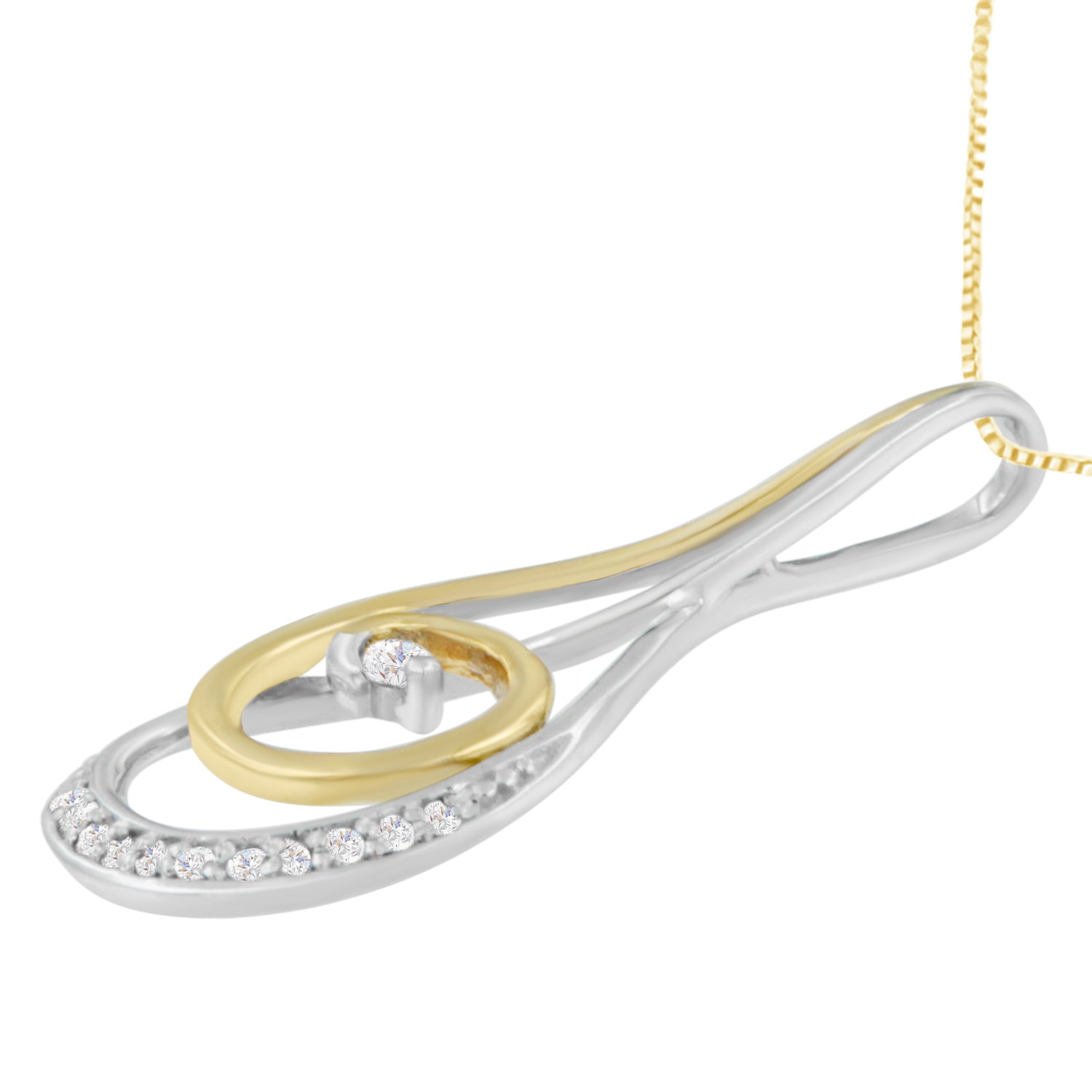 Espira 10K Two-Tone Gold Round Cut Diamond Sparkling Spiral Pendant Necklace 1/6 cttw, J-K Color, I2-I3 Clarity on sale at MyriadMart