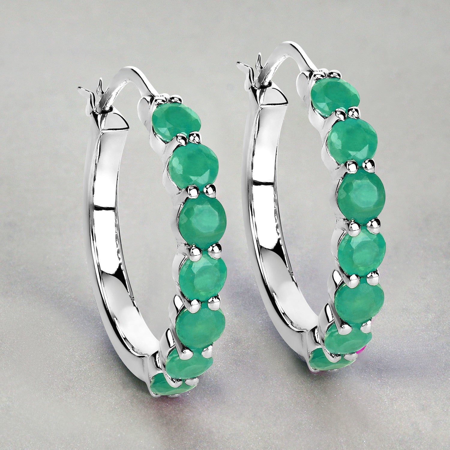2.38 Carat Genuine Emerald .925 Sterling Silver Earrings on sale at MyriadMart