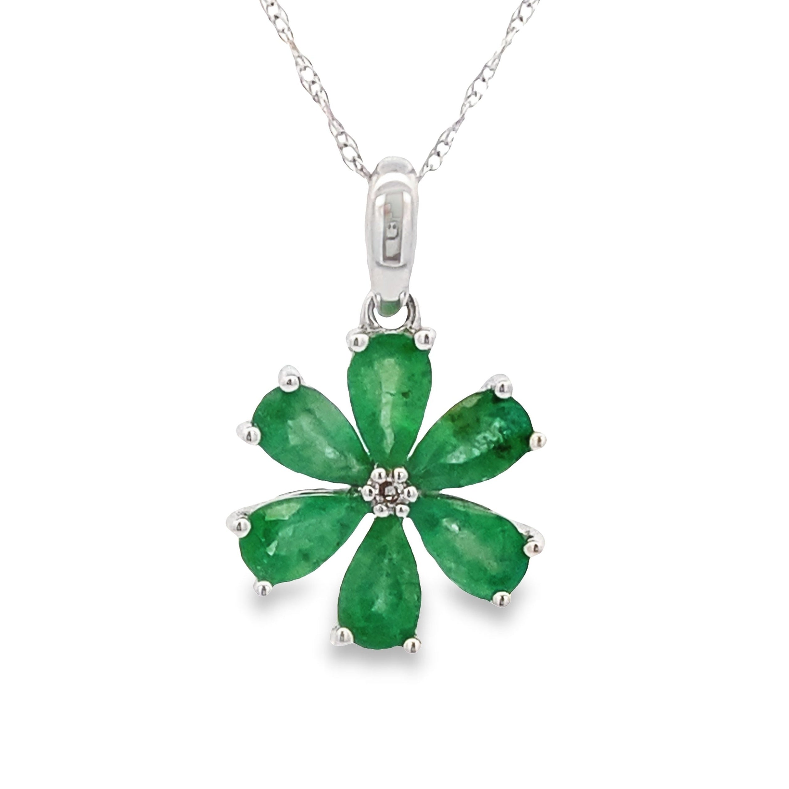 1.51ct Emerald Diamond Fashion Pendants 14KT White Gold on sale at MyriadMart