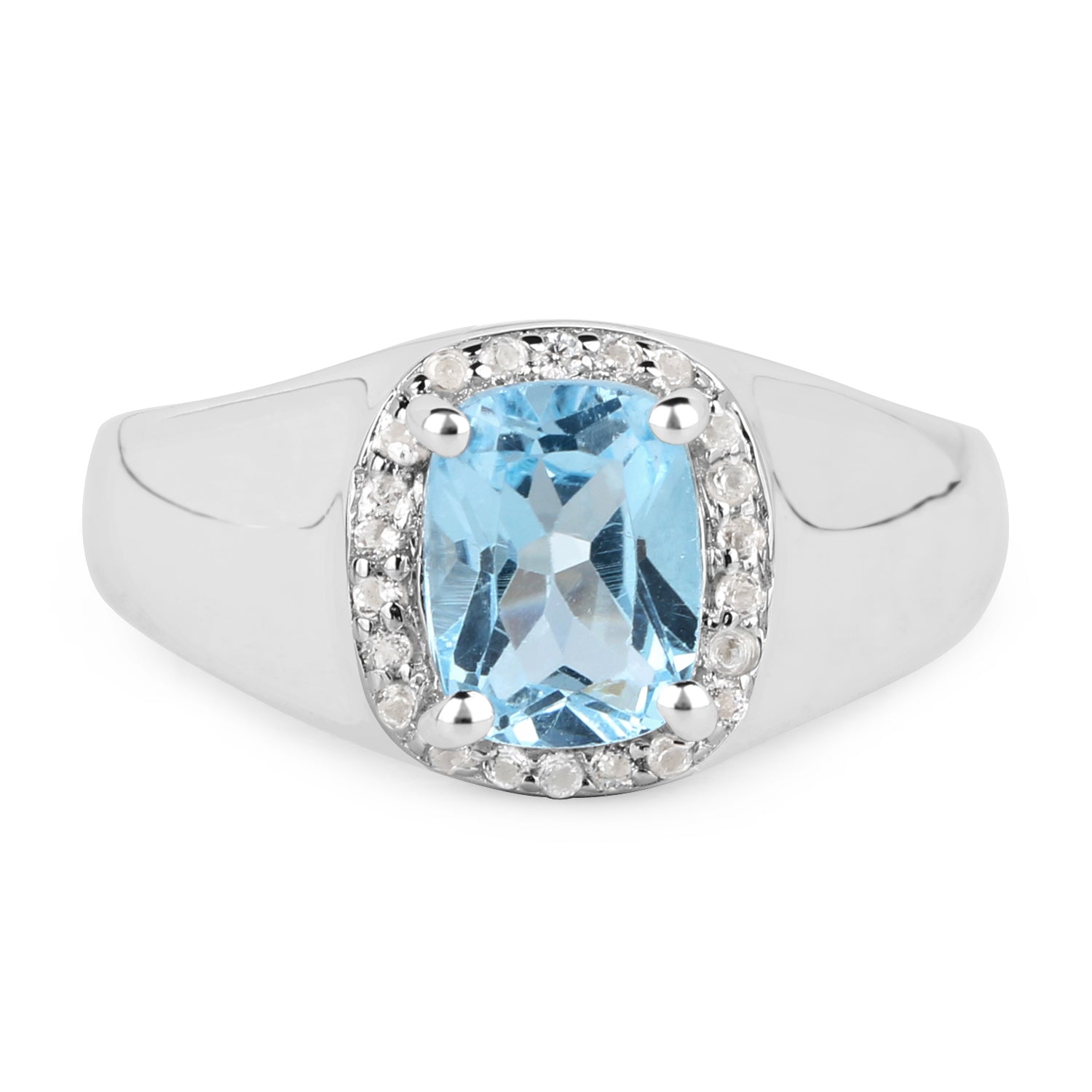 1.62 Carat Genuine Blue Topaz and White Topaz .925 Sterling Silver Ring on sale at MyriadMart
