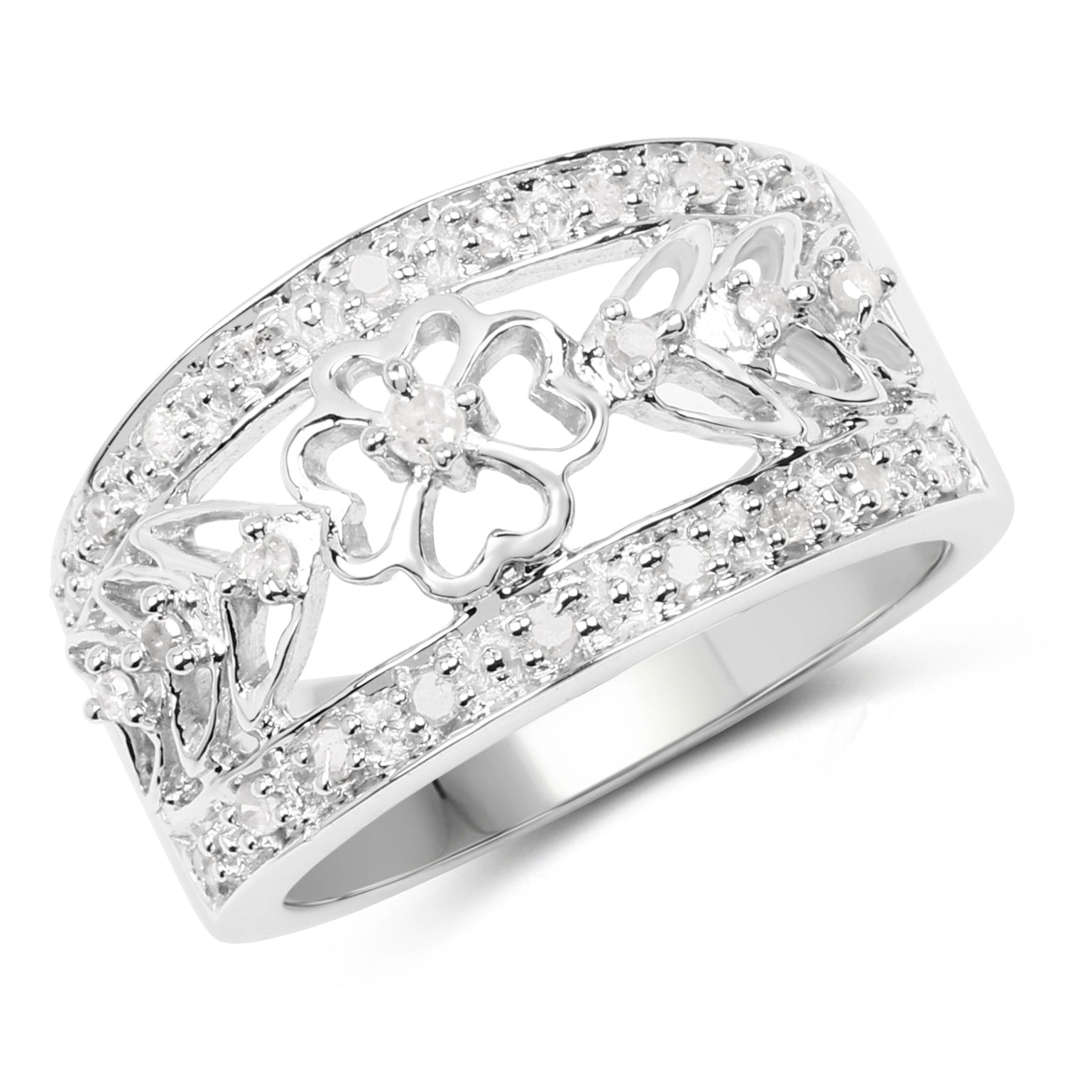 0.31 Carat Genuine White Diamond .925 Sterling Silver Ring on sale at MyriadMart
