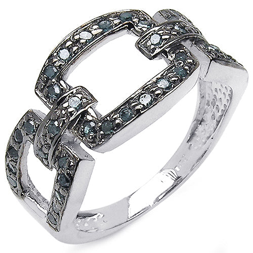 0.36 Carat Genuine Blue Diamond .925 Sterling Silver Ring on sale at MyriadMart