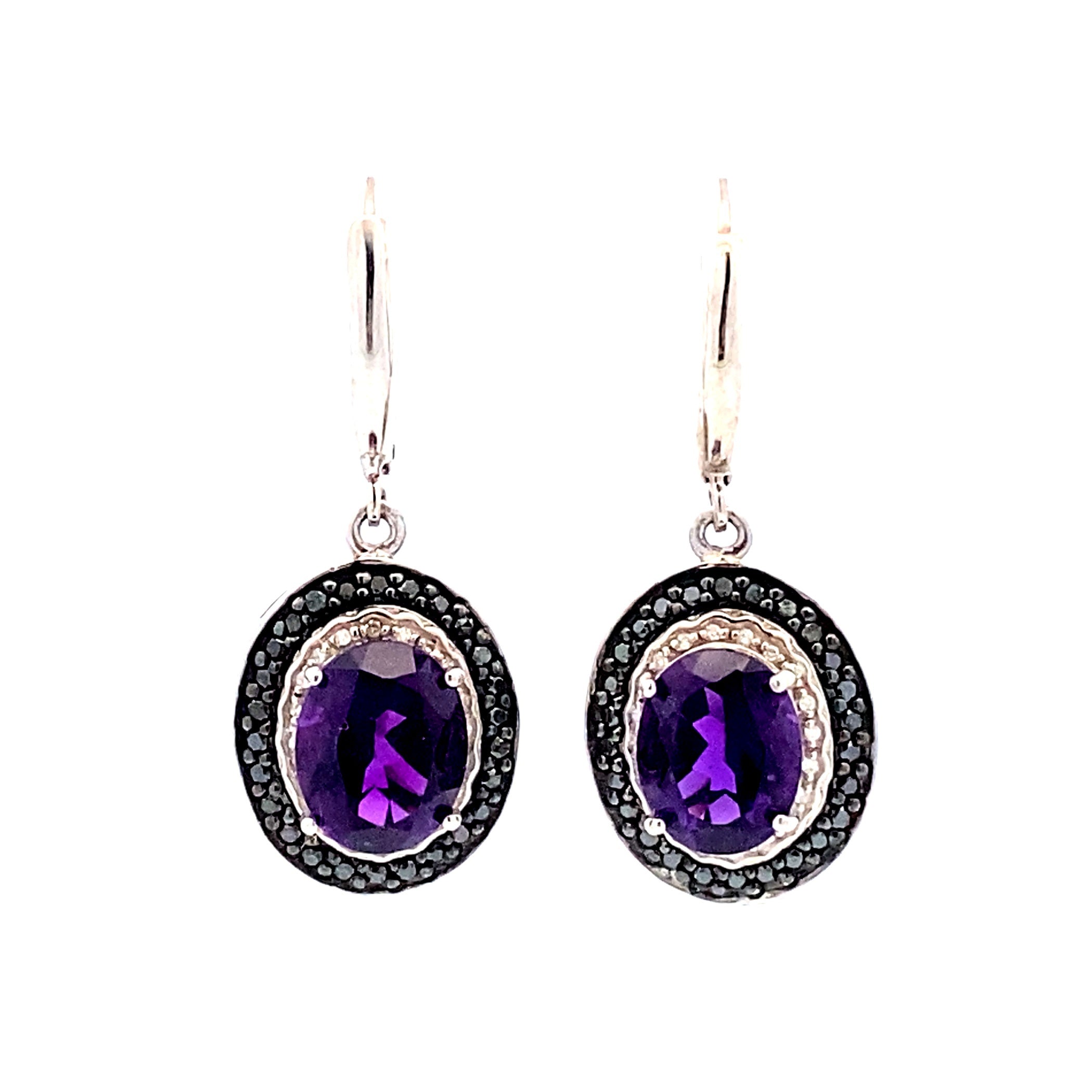 .38ct Amethyst Diamond Dangle Earrings Sterling Silver on sale at MyriadMart