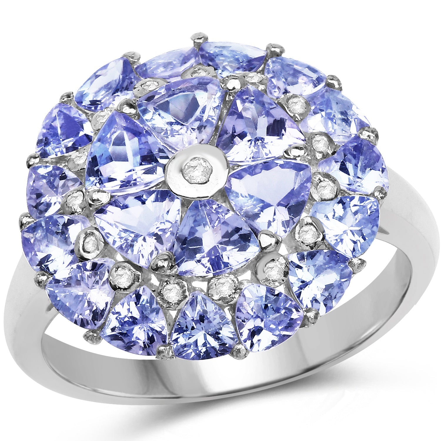 2.96 Carat Genuine Tanzanite and White Diamond .925 Sterling Silver Ring on sale at MyriadMart
