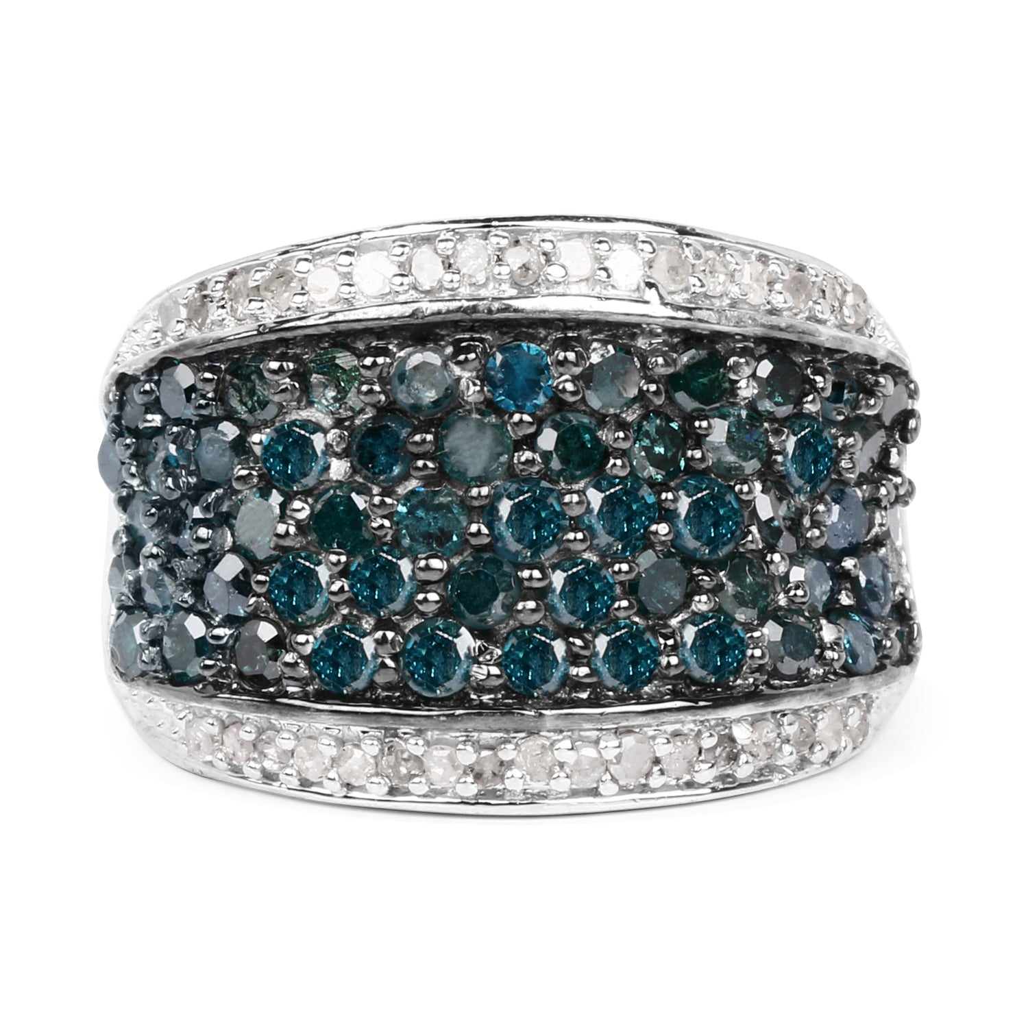 1.38 Carat Genuine Blue Diamond and White Diamond .925 Sterling Silver Ring on sale at MyriadMart