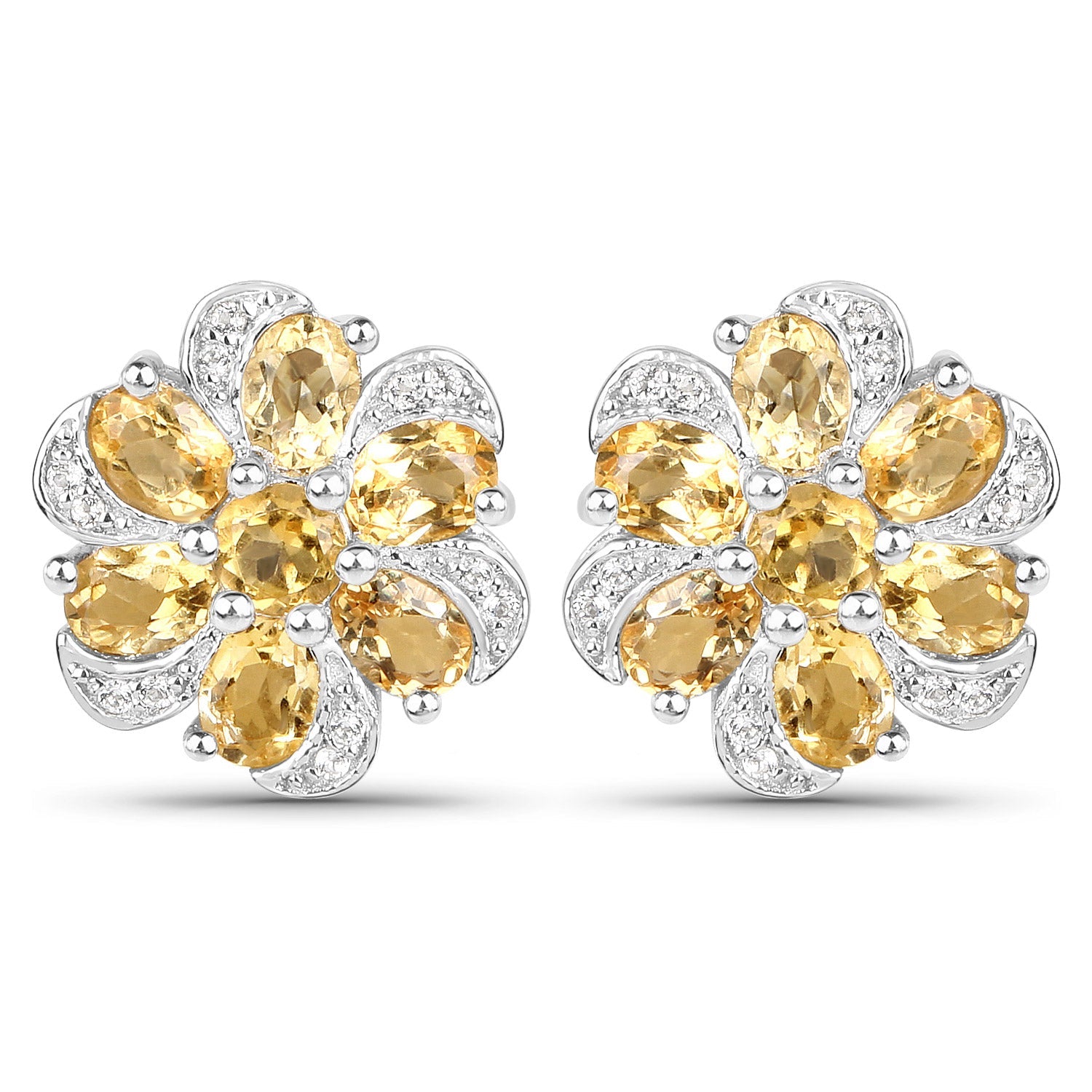 7.92 Carat Genuine Citrine and White Topaz .925 Sterling Silver 3 Piece Jewelry Set Ring, Earrings, and Pendant w/ Chain on sale at MyriadMart