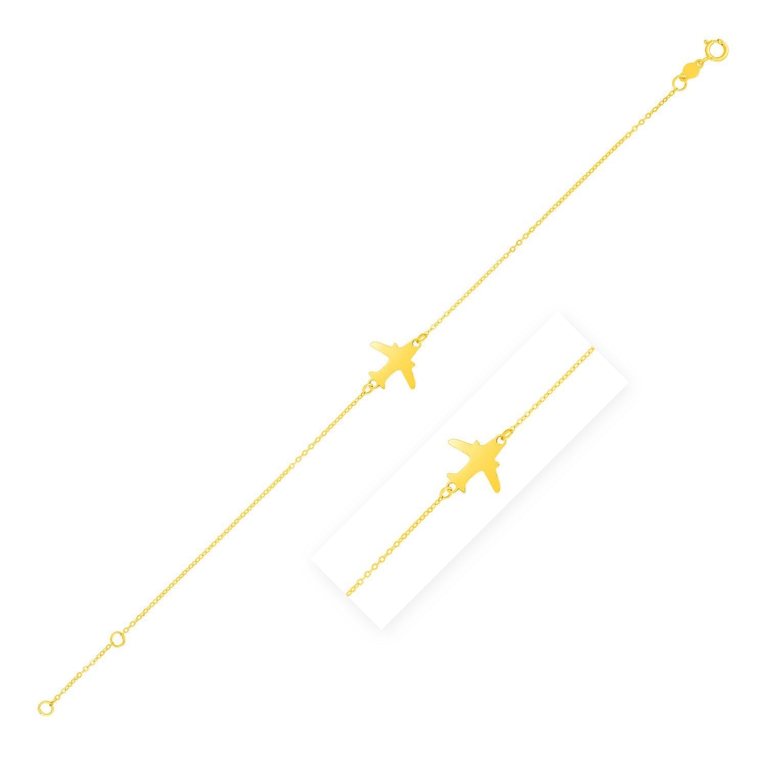 14K Yellow Gold Airplane Bracelet on sale at MyriadMart
