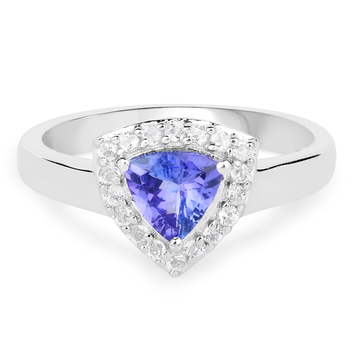 1.02 Carat Genuine Tanzanite and White Topaz .925 Sterling Silver Ring on sale at MyriadMart