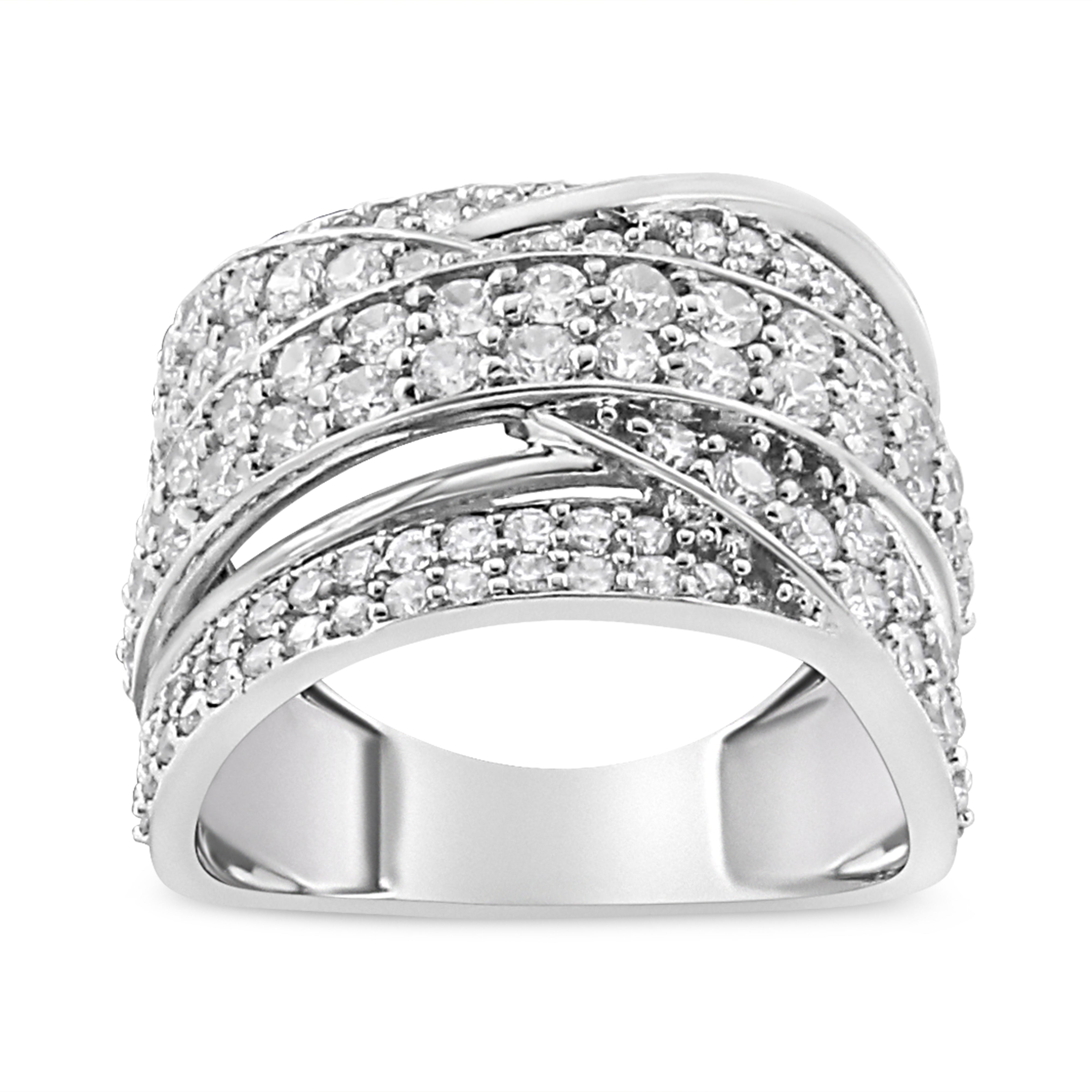 .925 Sterling Silver 2.00 Cttw Round-Cut Diamond Overlapping Bypass Band Ring I-J Color, I2-I3 Clarity - Ring Size 7 on sale at MyriadMart