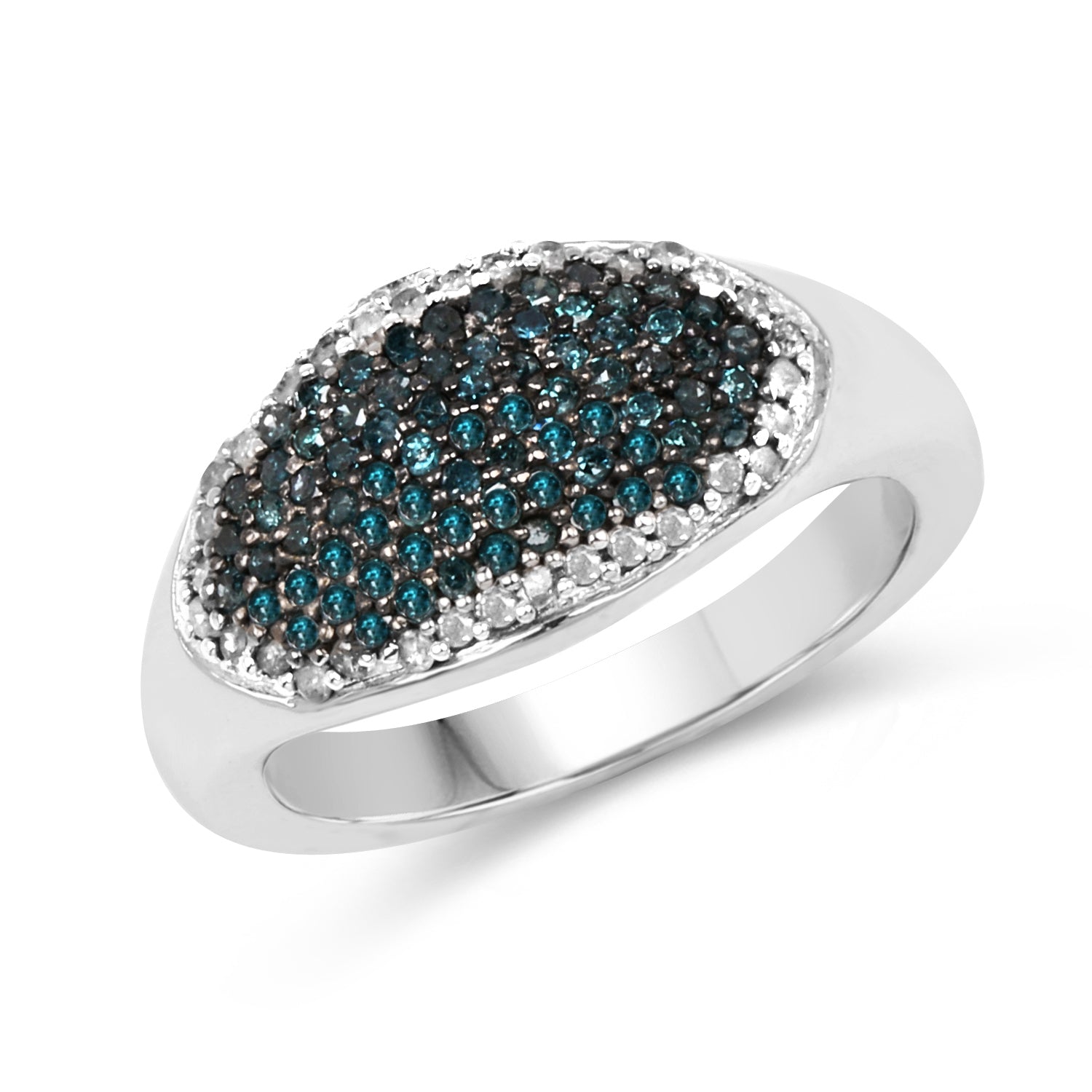 0.45 Carat Genuine Blue Diamond and White Diamond .925 Sterling Silver Ring on sale at MyriadMart