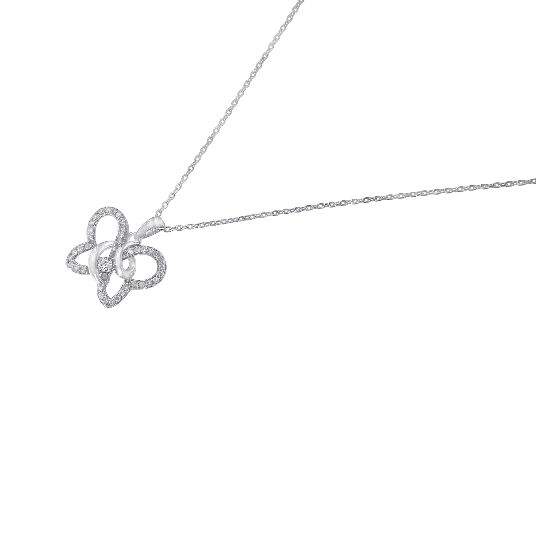 .925 Sterling Silver 1/4 cttw Prong-Set Diamond Butterfly 18" Pendant Necklace H-I Color, I1-I2 Clarity on sale at MyriadMart