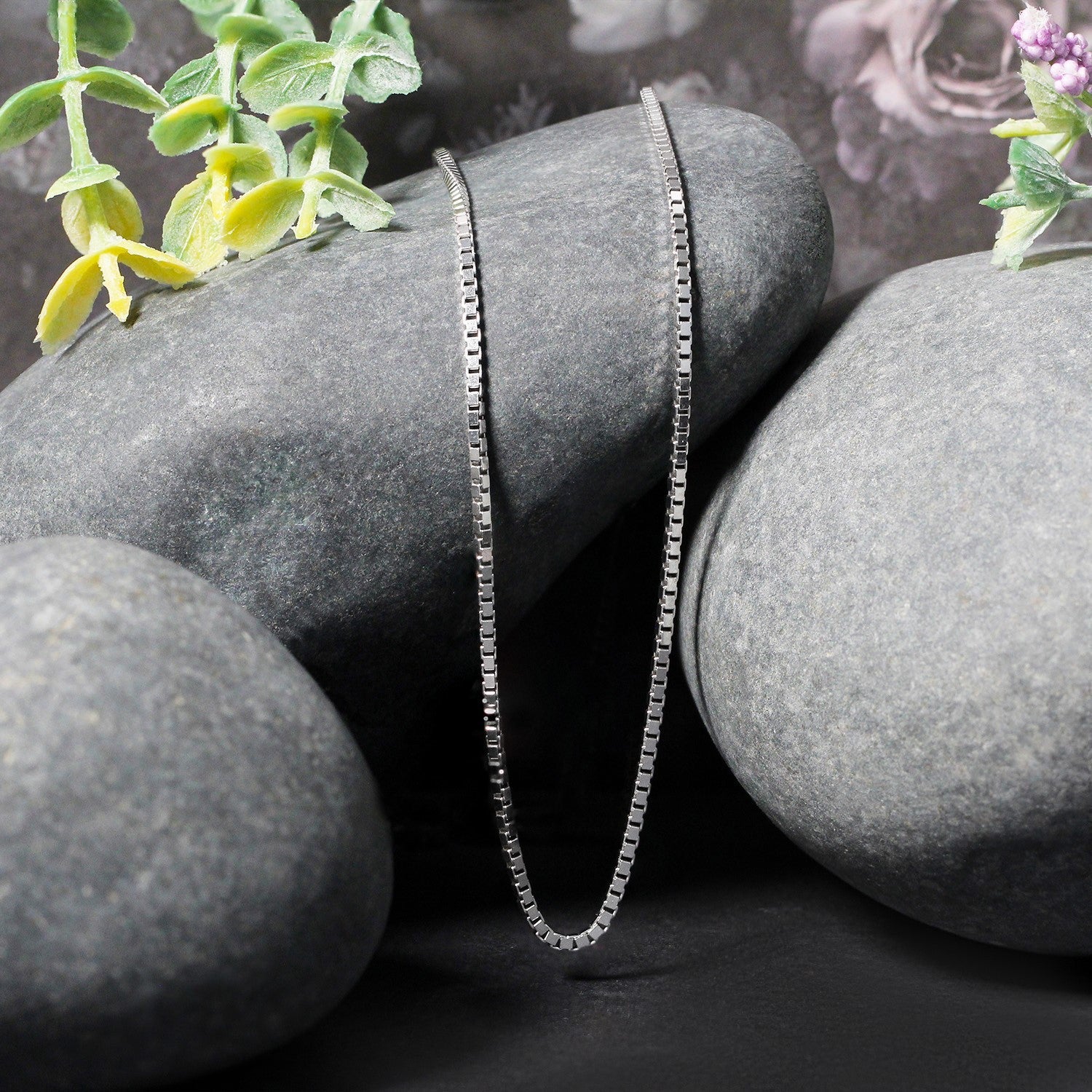 14k White Gold Classic Box Chain 1.4mm on sale at MyriadMart