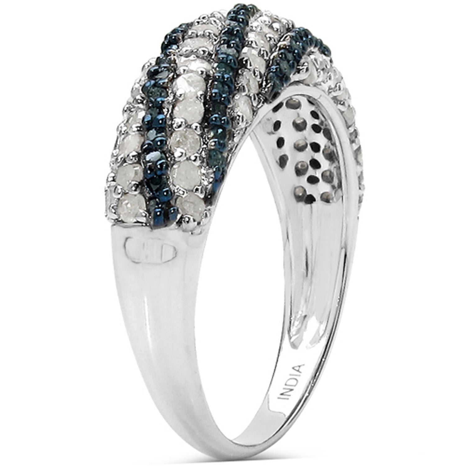 1.25 Carat Genuine Blue Diamond and White Diamond .925 Sterling Silver Ring on sale at MyriadMart