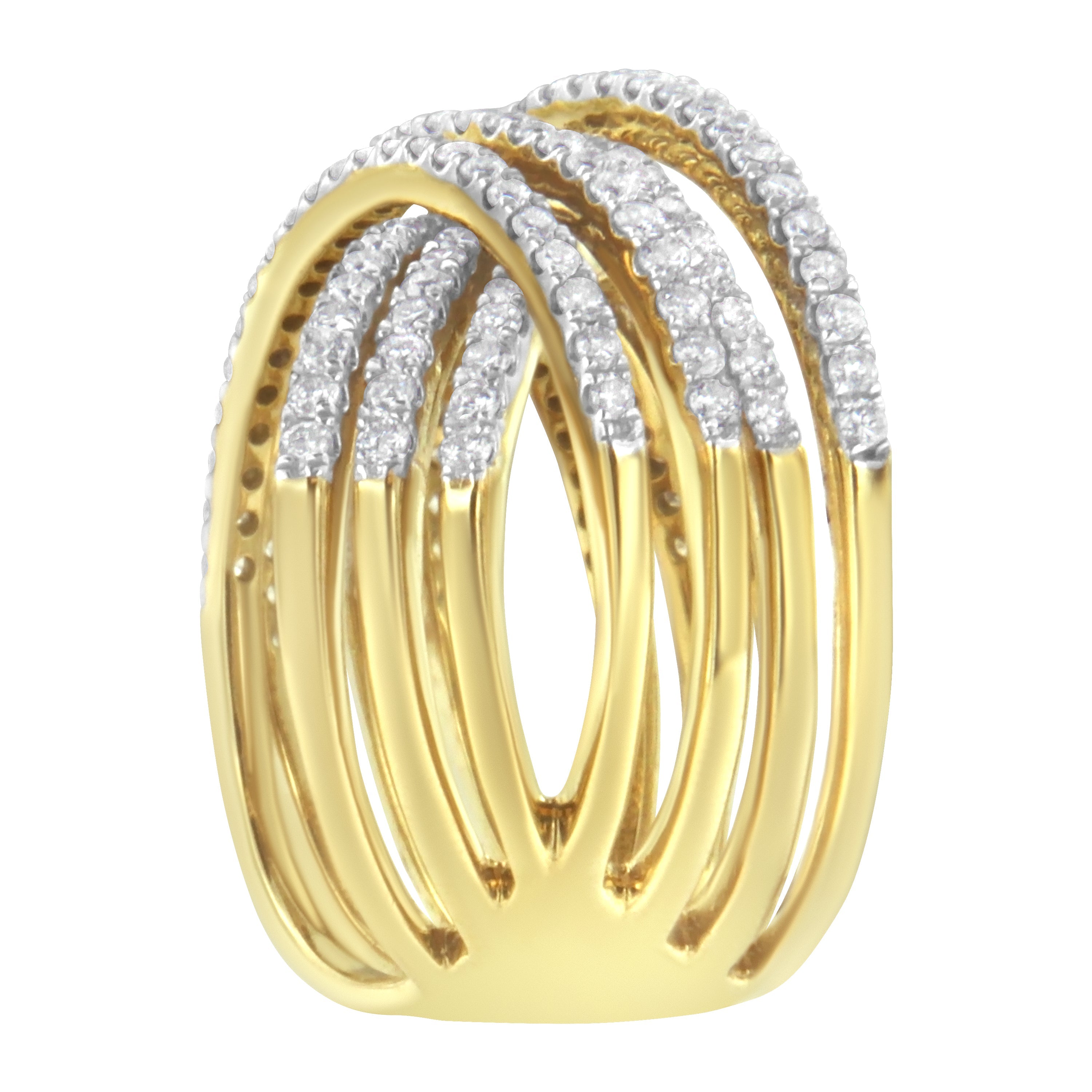 10KT Yellow Gold Diamond Bypass Ring 1 5/8 cttw, H-I Color, SI2-I1 Clarity on sale at MyriadMart