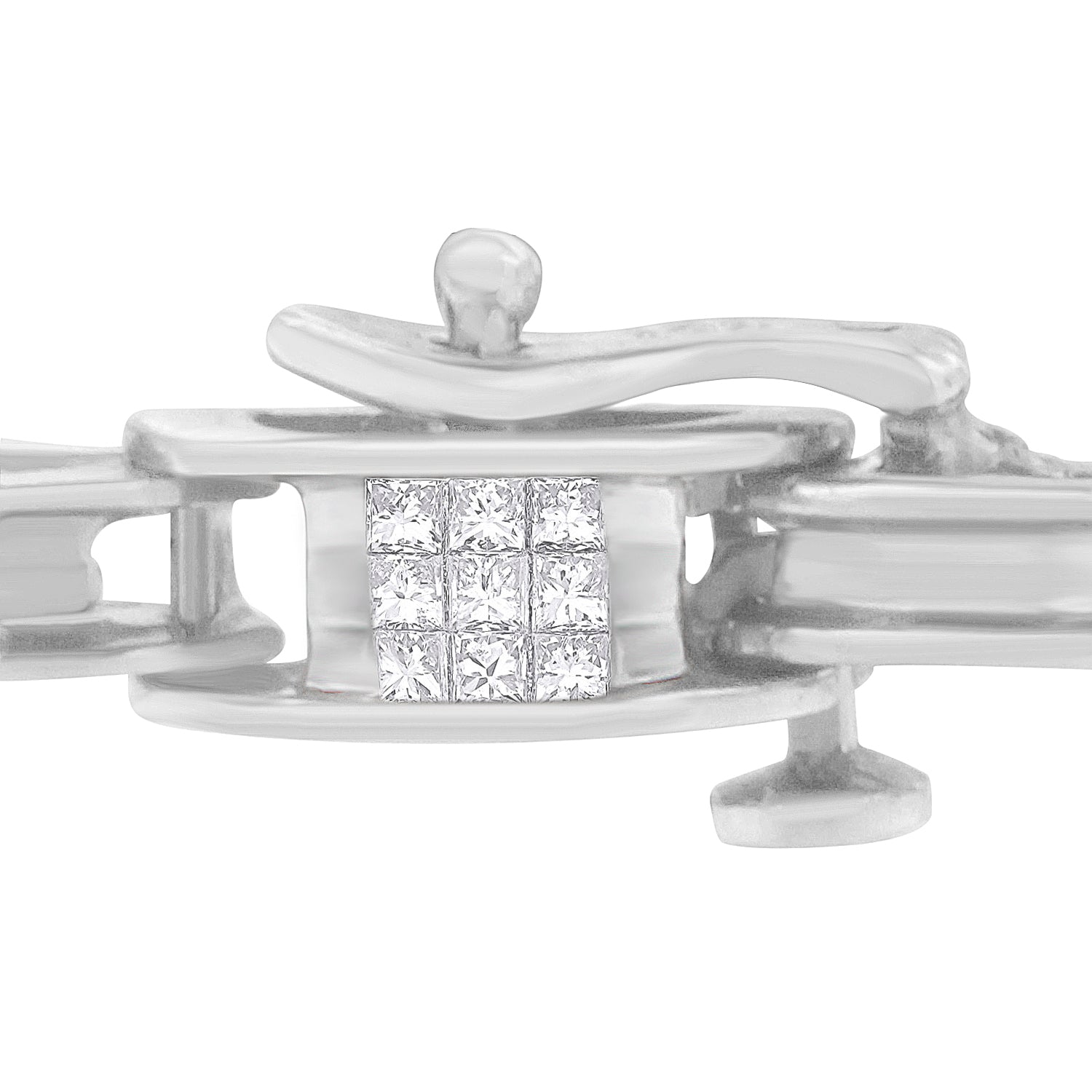 14K White Gold 1.0 Cttw Invisible Set Princess Diamond Alternating Link Tennis Bracelet I-J Color, I1-I2 Clarity - 7.25" on sale at MyriadMart