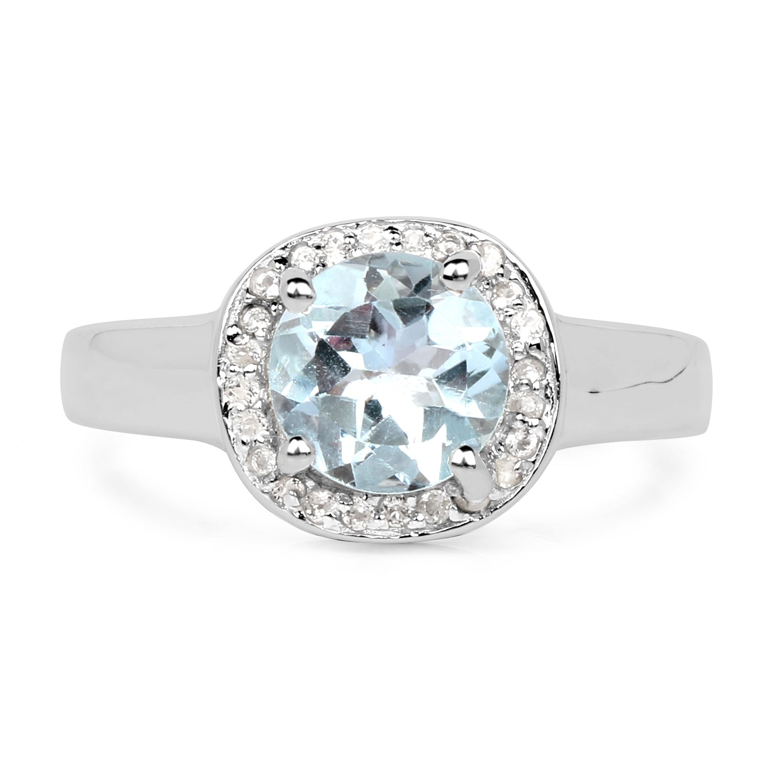 2.37 Carat Genuine Blue Topaz and White Topaz .925 Sterling Silver Ring on sale at MyriadMart