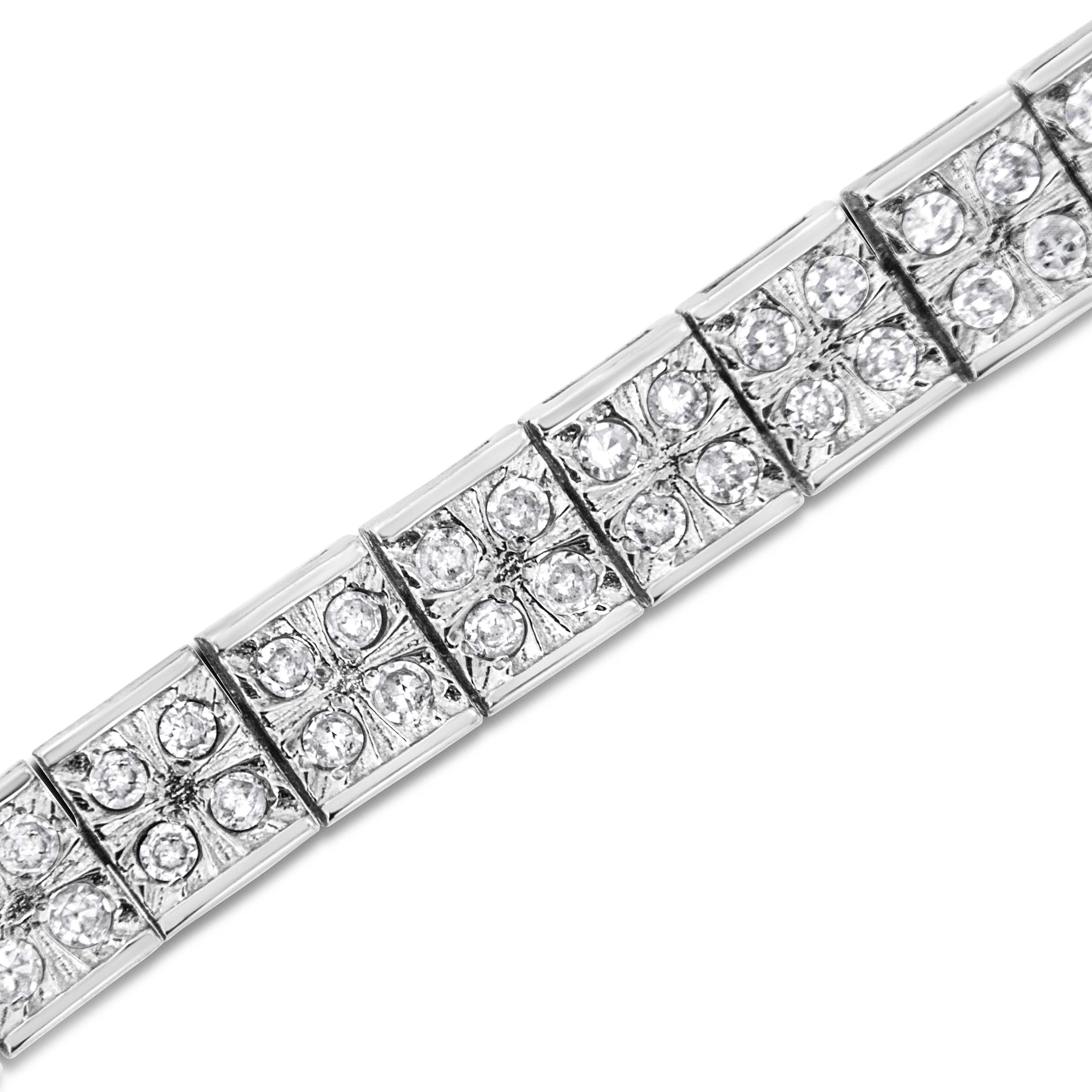 .925 Sterling Silver 2 Cttw Prong Set Round-Cut Diamond 4 Stone Box Link Bracelet I-J Color, I3 Clarity - 7.25" on sale at MyriadMart