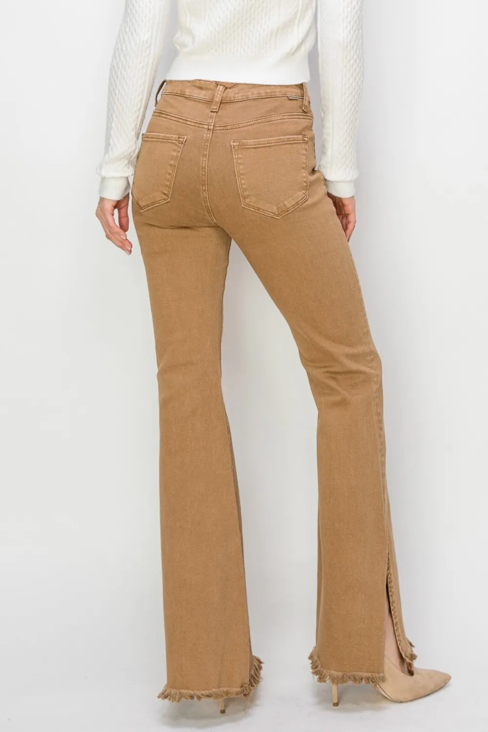 RISEN Bailey Full Size High Waist Side Slit Flare Jeans - MyriadMart