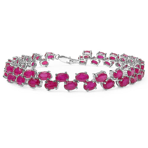 25.30 Carat Genuine Glass Filled Ruby .925 Sterling Silver Bracelet on sale at MyriadMart