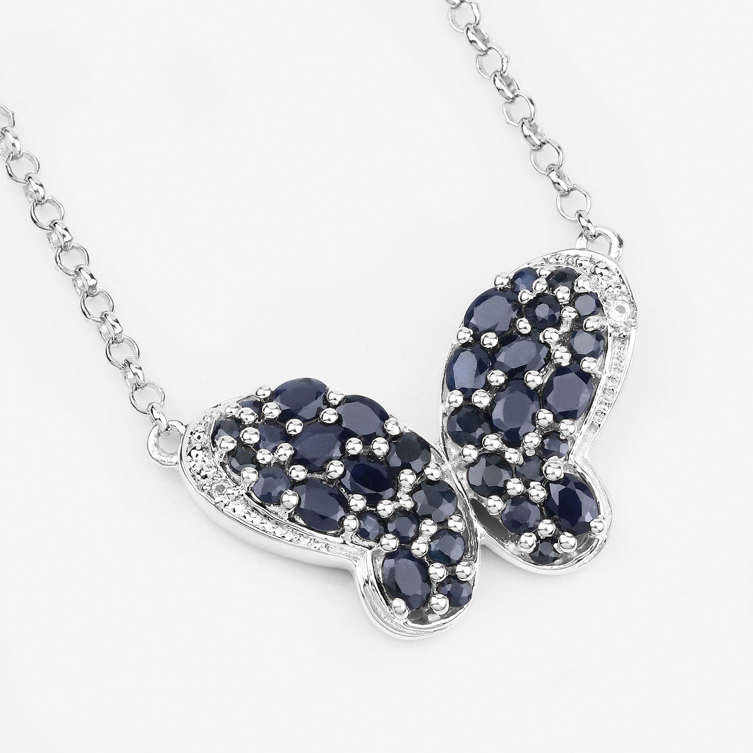 3.83 Carat Genuine Blue Sapphire and White Zircon .925 Sterling Silver Pendant on sale at MyriadMart