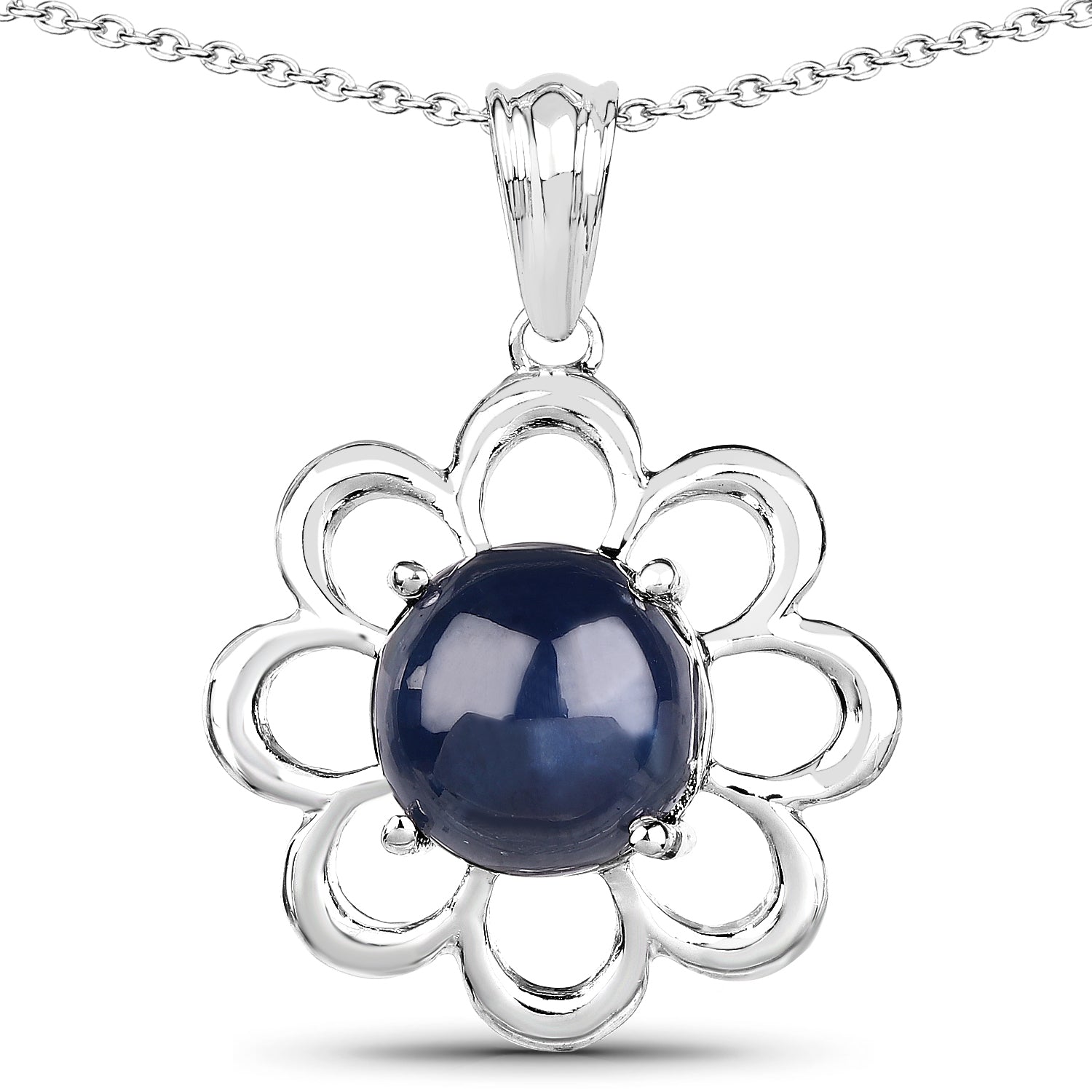 4.65 Carat Genuine Blue Sapphire .925 Sterling Silver Pendant on sale at MyriadMart