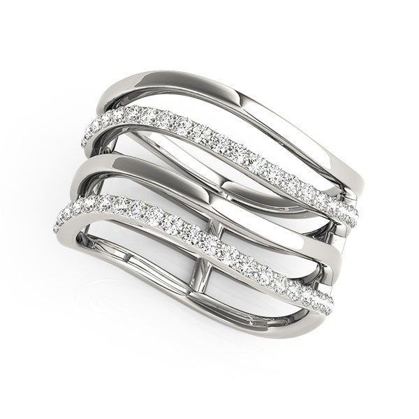 14k White Gold Multiple Band Design Ring with Diamonds 3/8 cttw on sale at MyriadMart