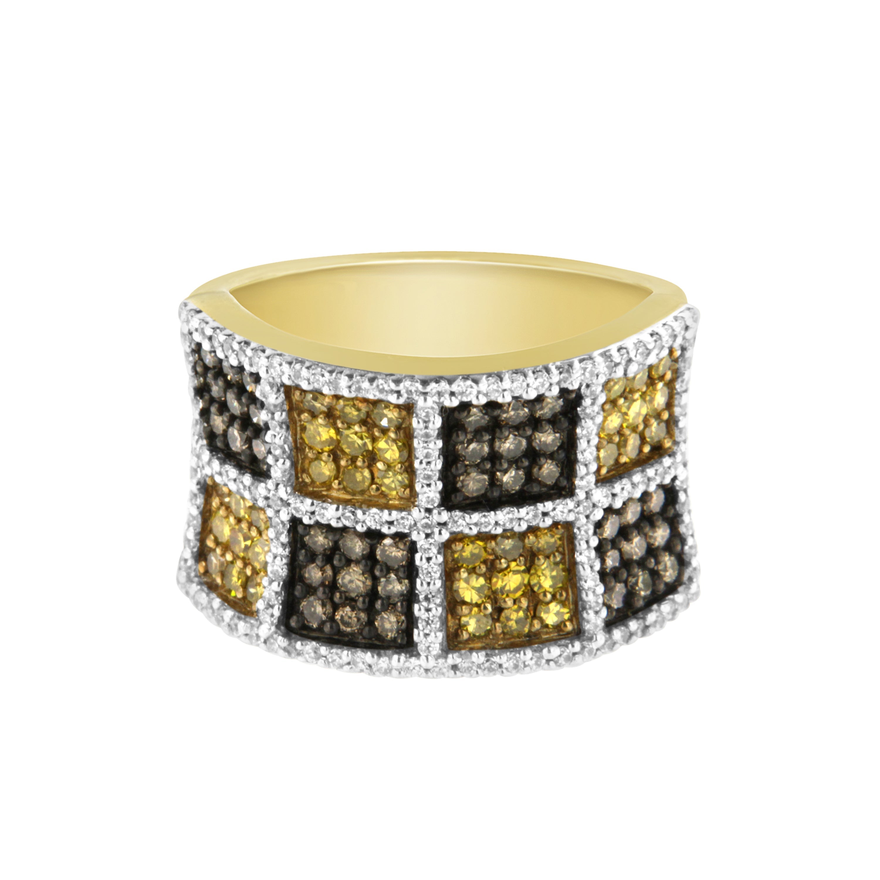 14KT Yellow Gold Champagne, Yellow and Round Diamond Band Ring 1 1/2 cttw, H-I Color, I1-I2 Clarity on sale at MyriadMart