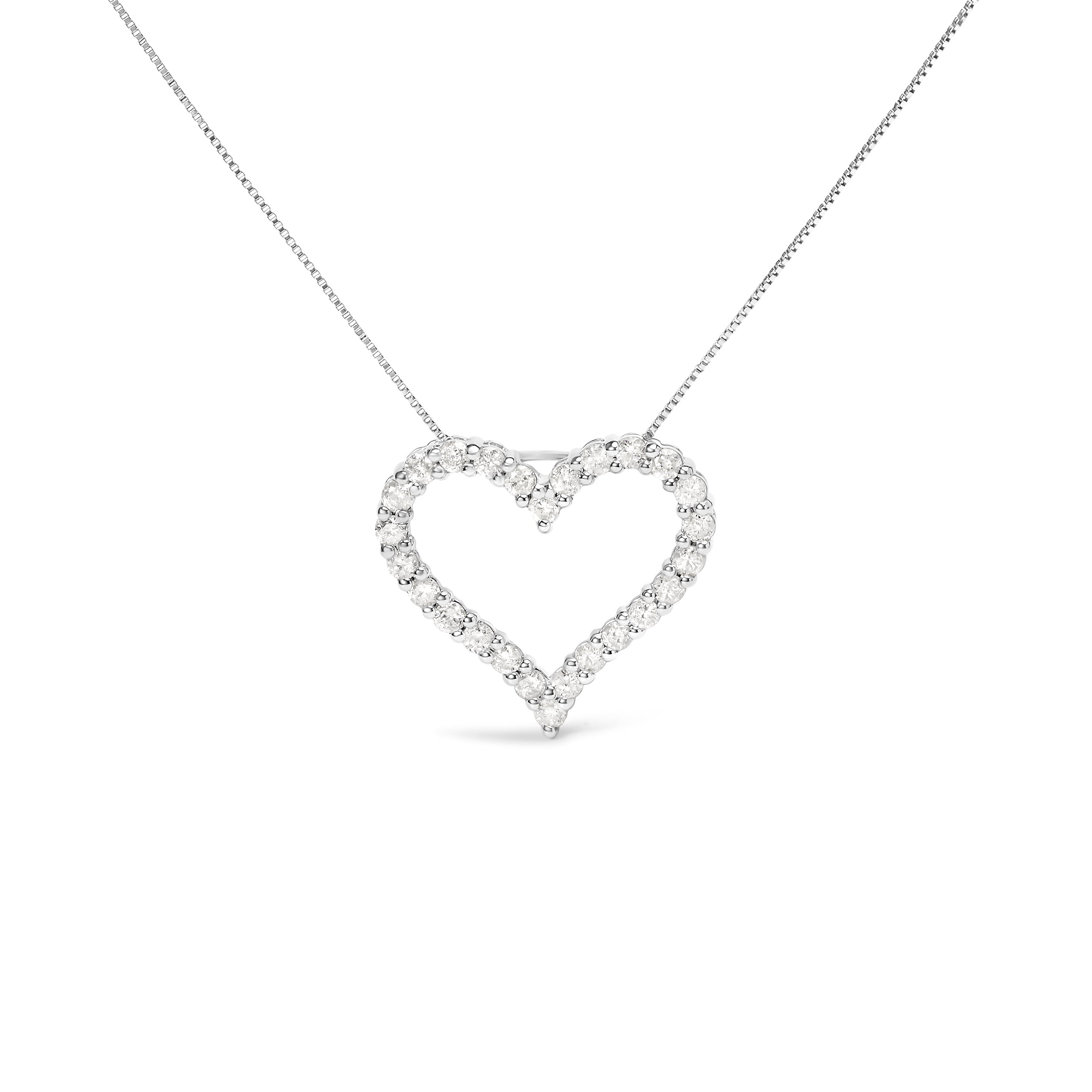 .925 Sterling Silver 2.0 Cttw Diamond Open Heart 18" Pendant Necklace I-J Color, I2-I3 Clarity on sale at MyriadMart