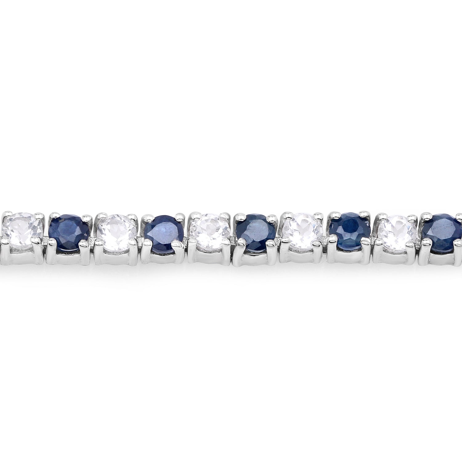 6.87 ct. t.w. Blue Sapphire and White Topaz Bracelet in Sterling Silver on sale at MyriadMart