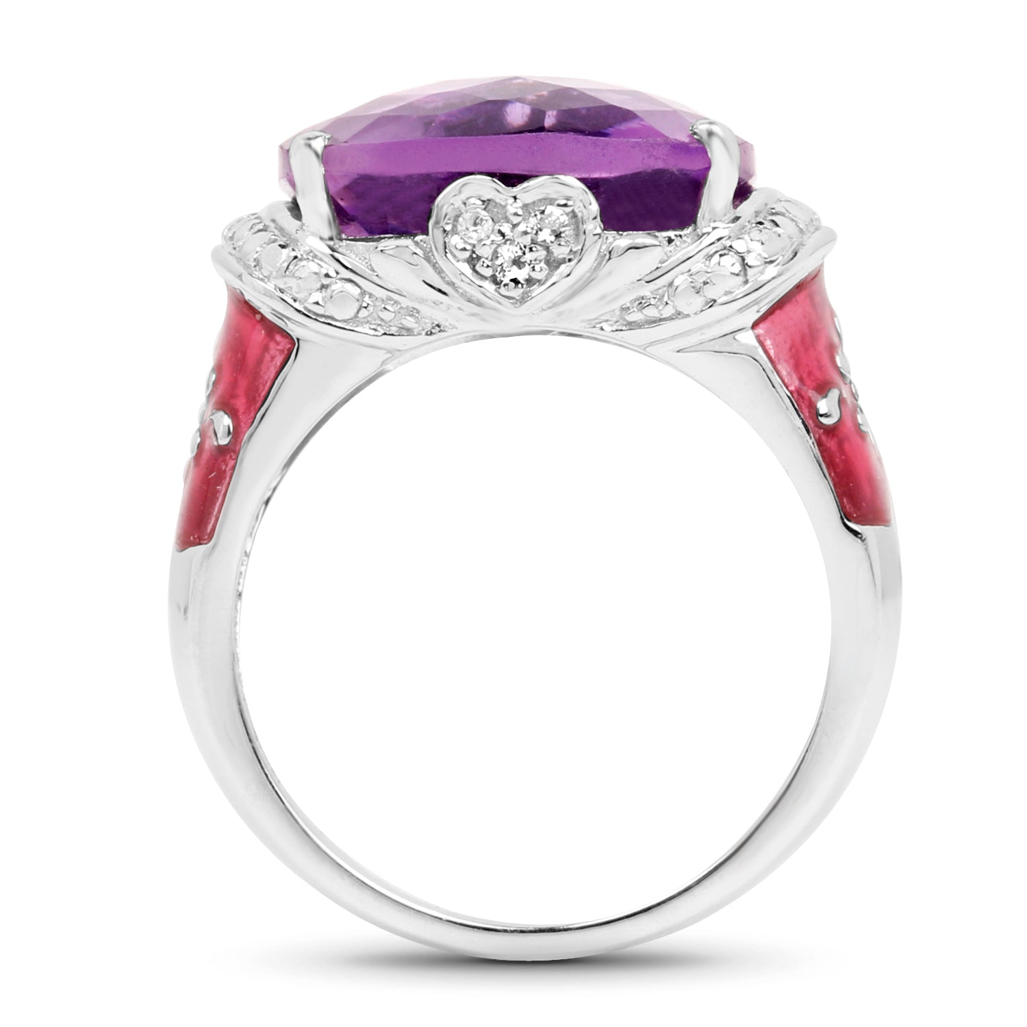 8.86 Carat Genuine Amethyst & White Topaz .925 Sterling Silver Ring on sale at MyriadMart